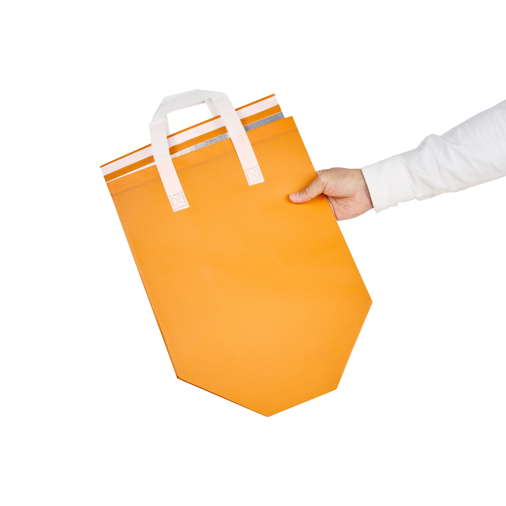 Orange Insulated Take Out Bags - Tamper Evident Food Delivery Bags (11 3/4