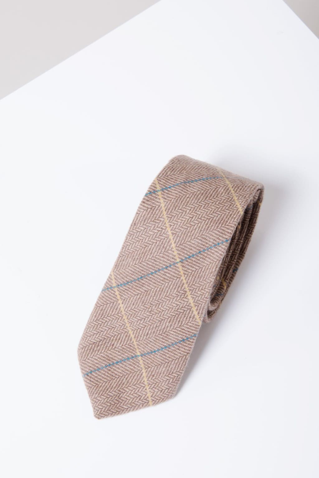 Marc Darcy DX7 Oak Tweed Check Tie for Men - Classic Vintage Style Necktie for Business, Wedding & Formal Occasions