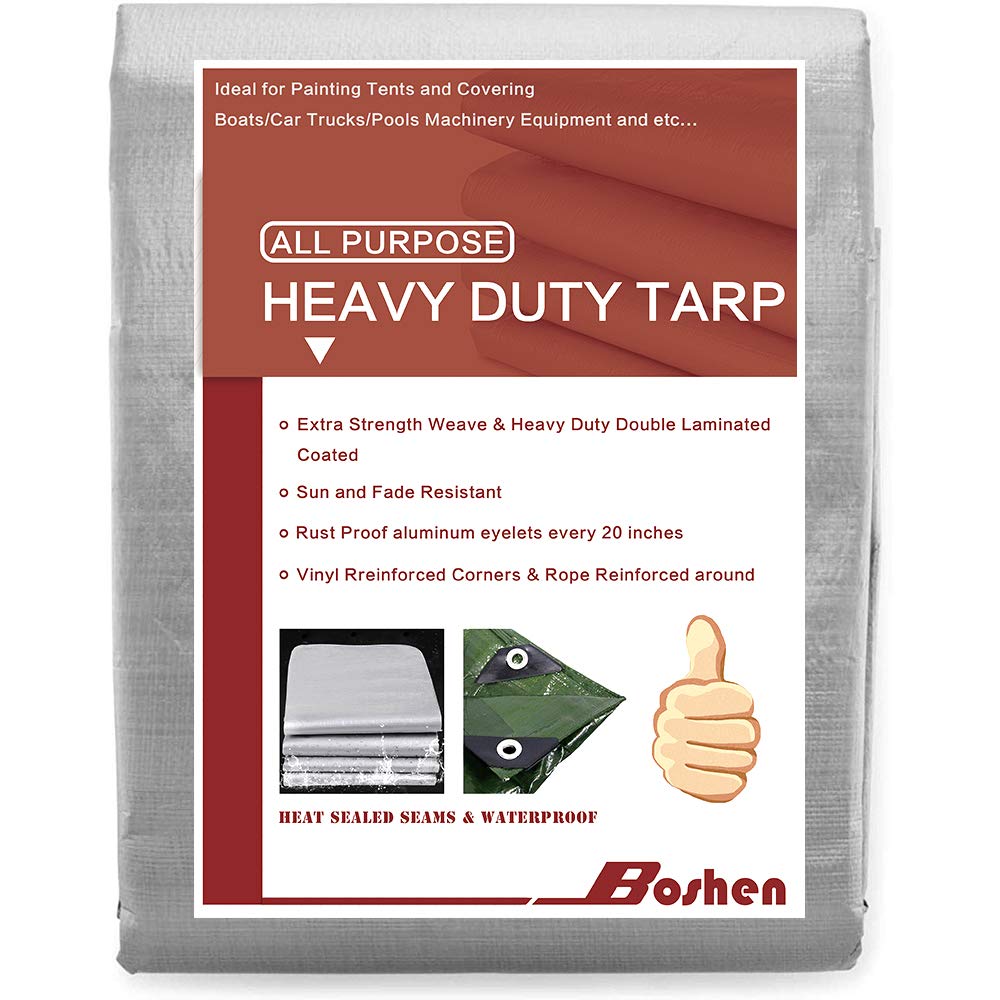 10 Mil 20x40FT Heavy Duty Waterproof Tarpaulin Cover - UV & Rip Resistant, Reinforced Edges for Boat, RV, Canopy, Camping Tent, Shelter - Perfect for Outdoor Protection and Emergency Use