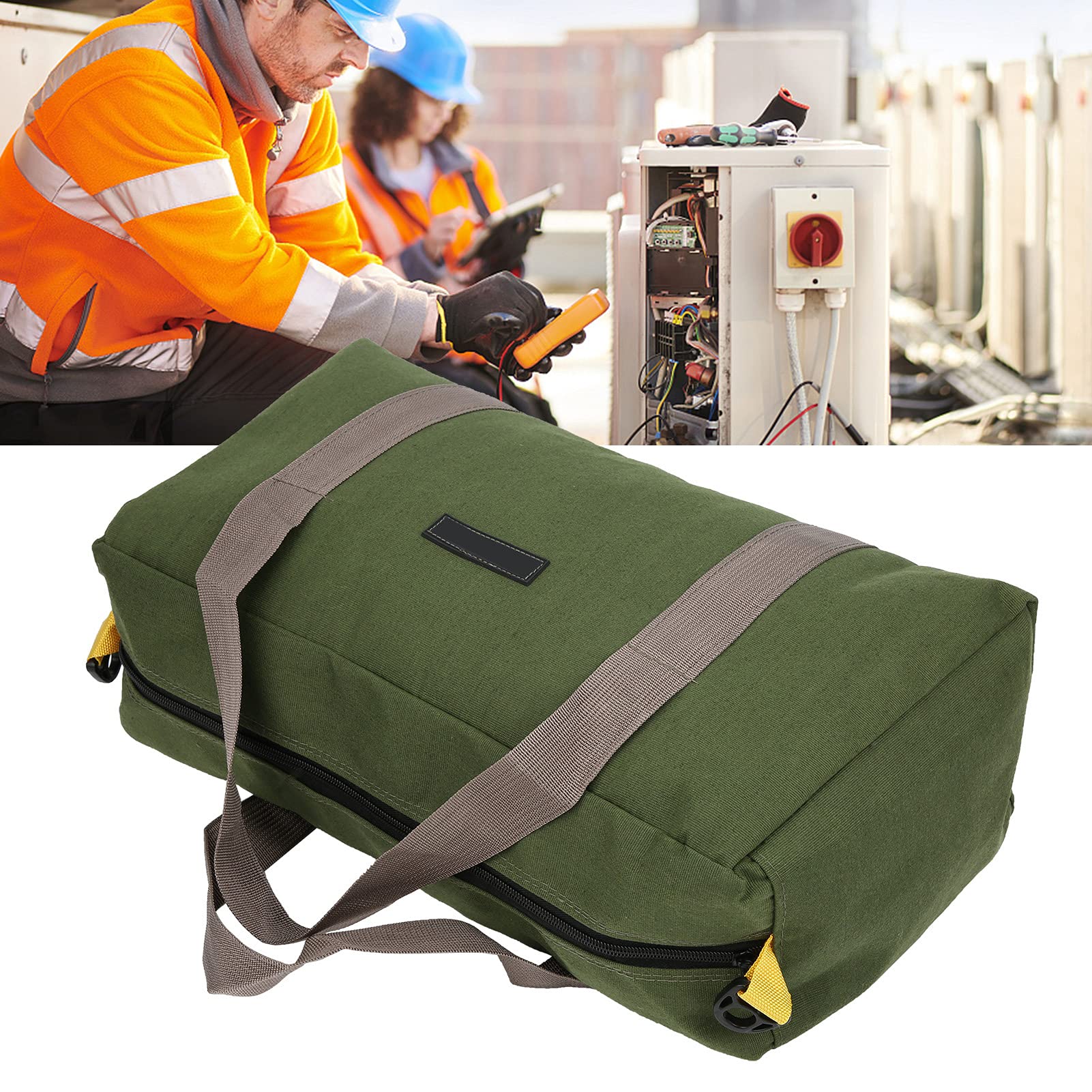 ViaGasaFamido 18-Inch Waterproof Electrician Tool Bag - Portable Multifunctional Tool Organizer with Rubber Base & Wide Mouth Design - Perfect for Electricians, Contractors & DIY Home Repairs