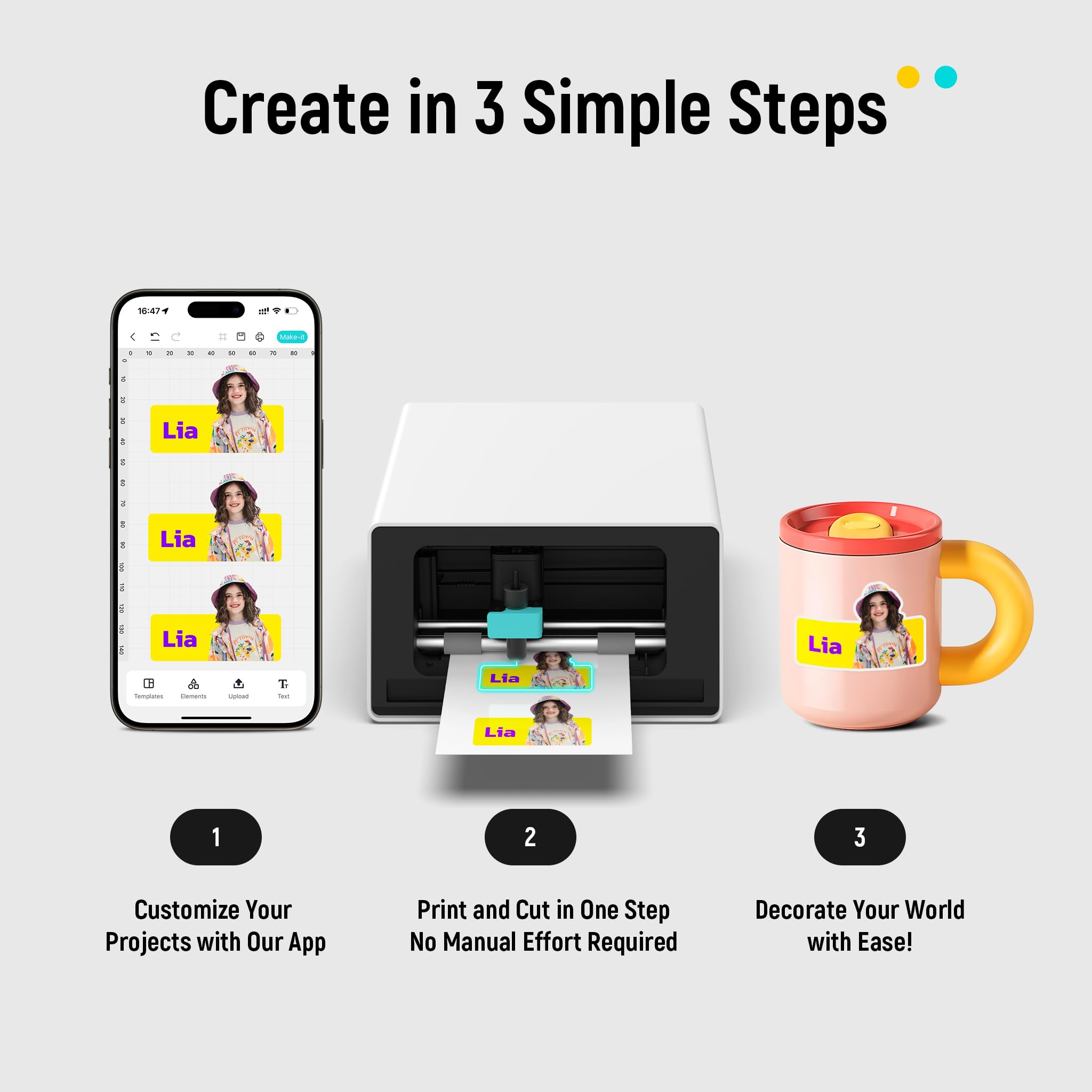 Liene PixCut S1 All-in-One Sticker Maker Machine - DIY Photo Sticker Printer & Cutting Machine for Custom Labels, Gifts & Crafts | 300 DPI Thermal Dye-Sublimation Prints with AI Auto-Cutting | Perfect for Home, Office, School Projects & Small Business Branding