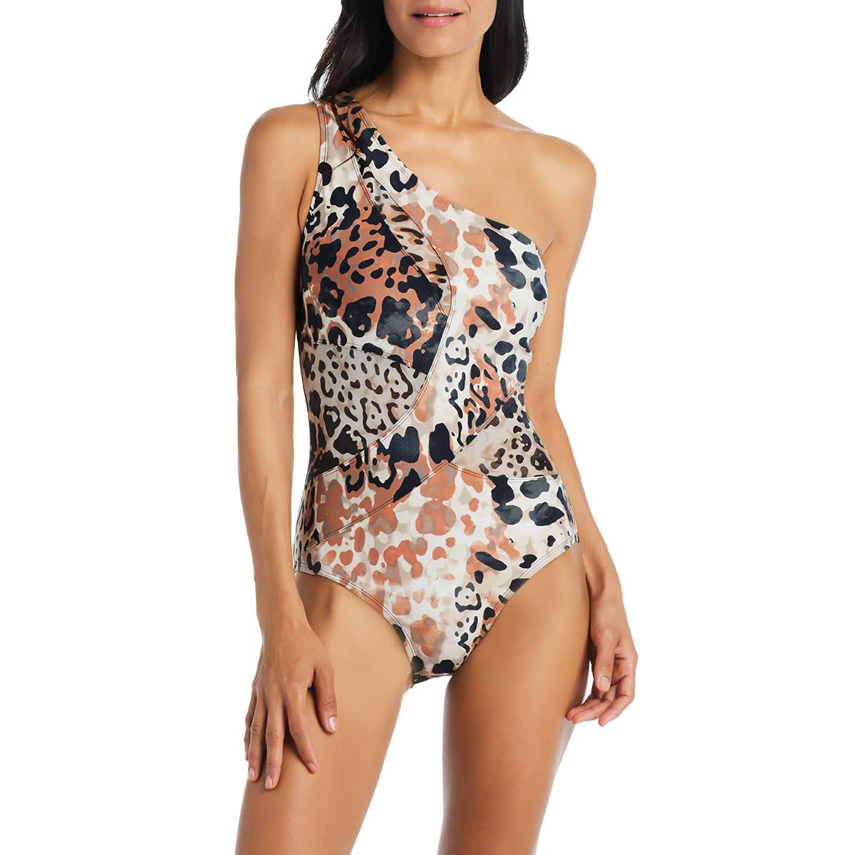Beyond Control One-Shoulder Tummy Control Swimsuit for Women - Animal Print One Piece Bathing Suit | Beach Vacation, Pool Party & Summer Getaways