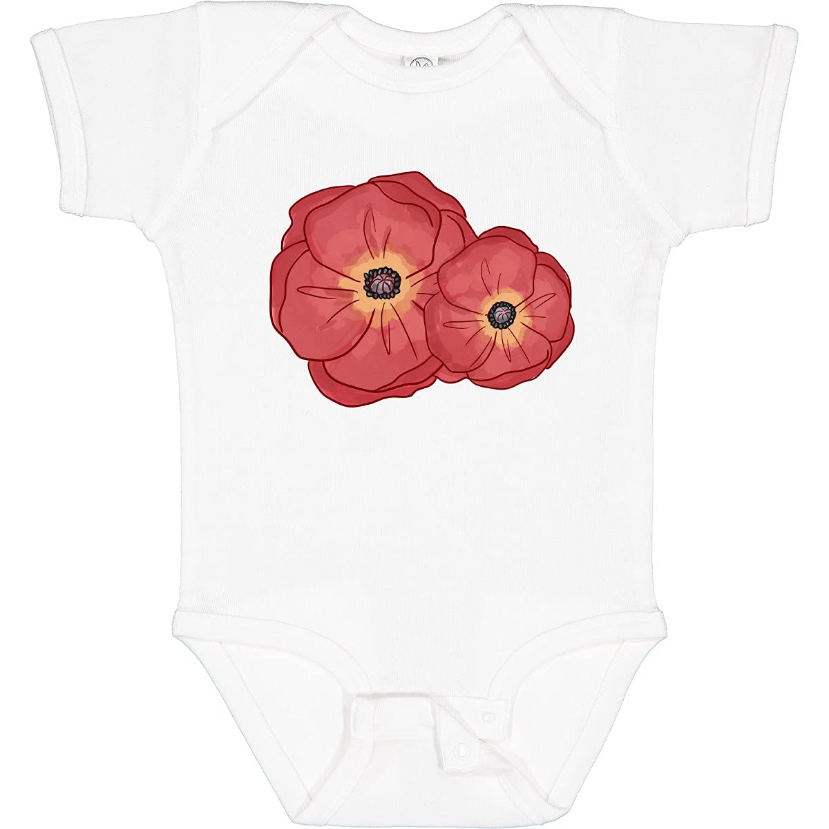Inktastic Red Poppy Flowers Baby Bodysuit - Soft Cotton Infant Onesie for Newborns & Toddlers - Cute Floral Outfit for Baby Photos, Gifts & Everyday Wear