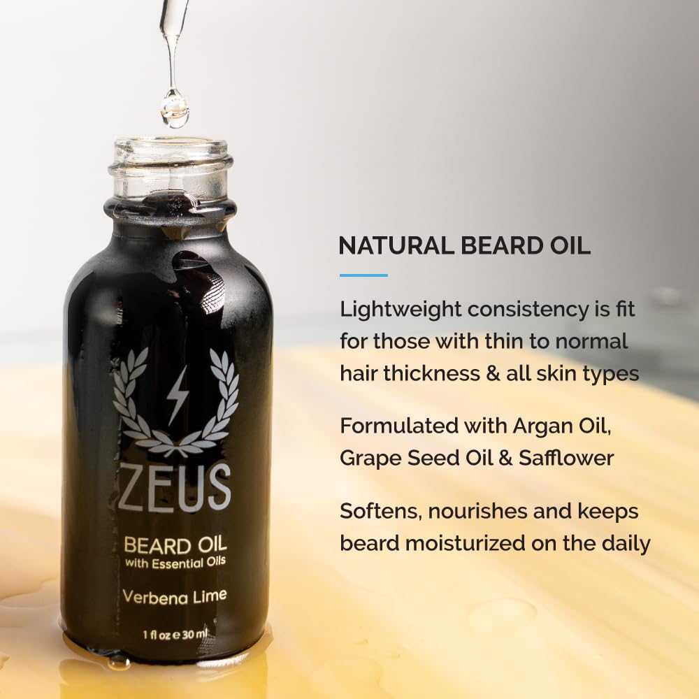 ZEUS Premium Beard Care Kit with Tin Gift Box – Natural Sandalwood Beard Oil, Balm, Wash & Conditioner for Men – Perfect for Daily Grooming & Travel