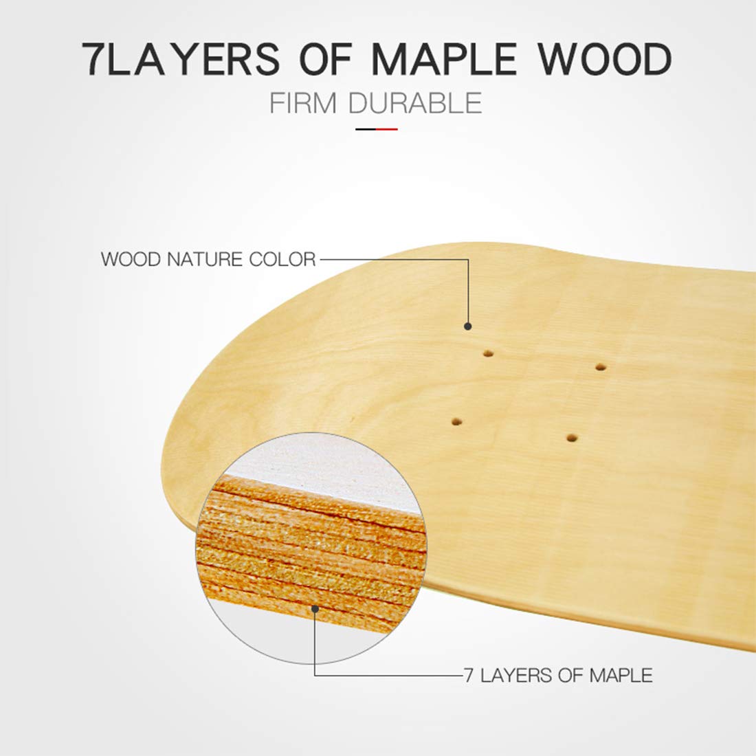 Premium Maple Skateboard Decks - Double Tail Design Lightweight Deck with Free Grip Tape | Perfect for Street Skating, Tricks & Commuting