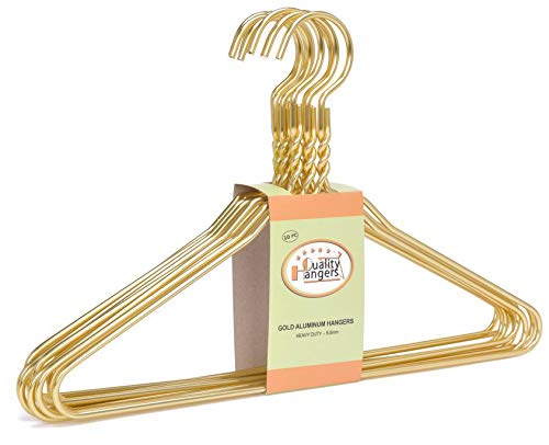 Premium 100-Pack Gold Aluminum Suit Hangers - Heavy Duty Metal Coat Hangers for Closet Organization, Luxury Garment Care & Retail Display (Gold Finish) - Perfect for Home, Hotel, Boutique & Commercial Use