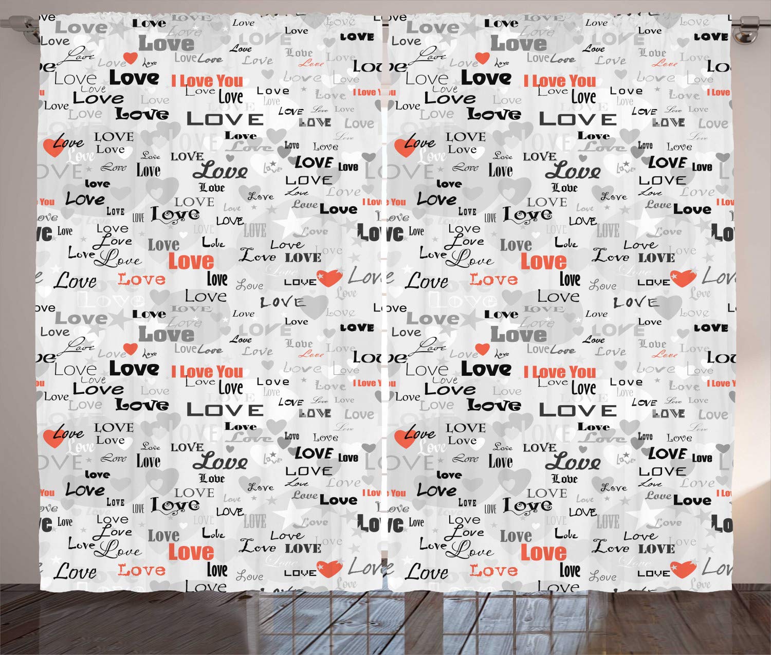 Ambesonne Valentine's Day Curtains - Romantic 