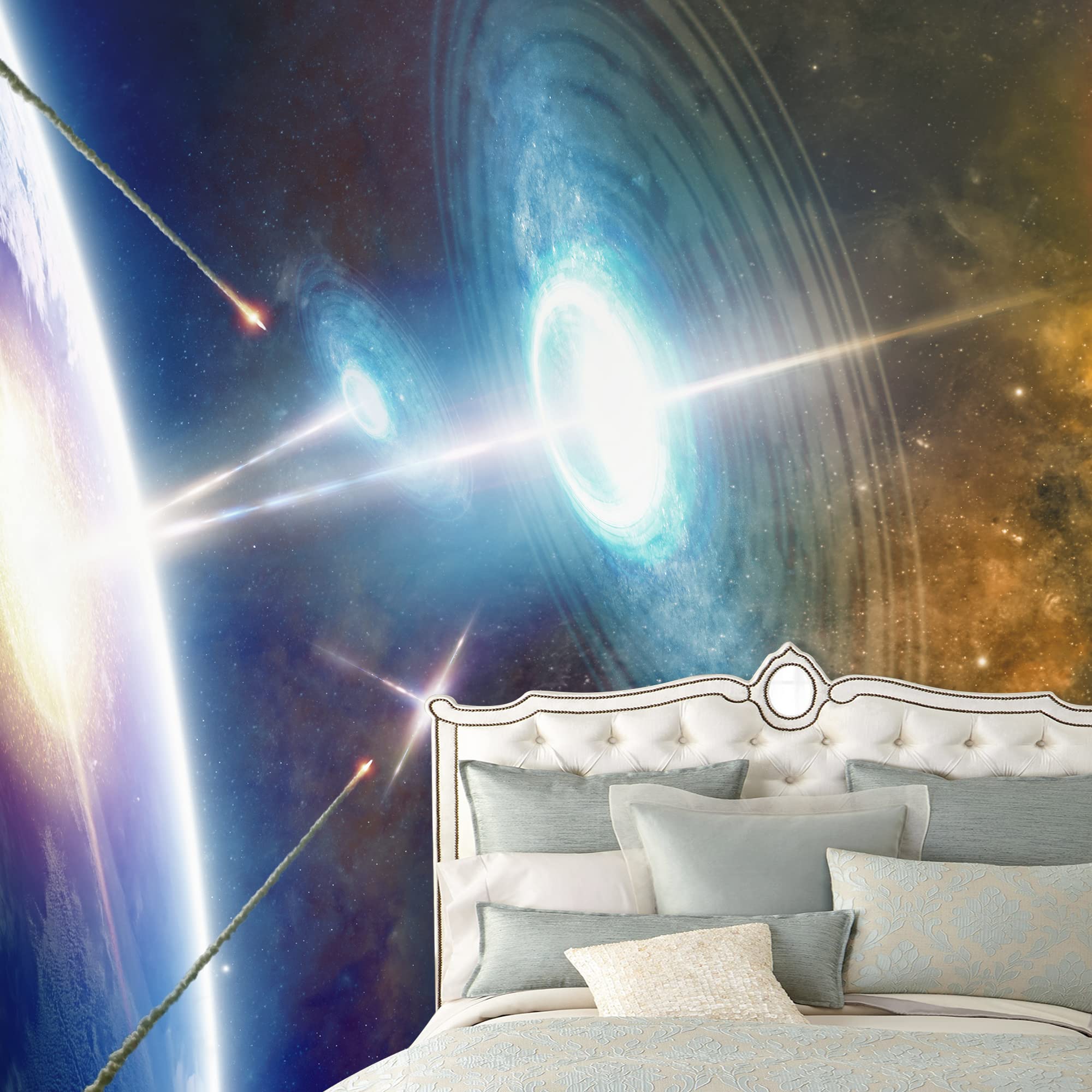 IDEA4WALL Removable Peel and Stick Wallpaper - Space Universe Wall Mural for Bedroom (66x96 inches) - Perfect for Home Decor, Kids Room & Office Spaces