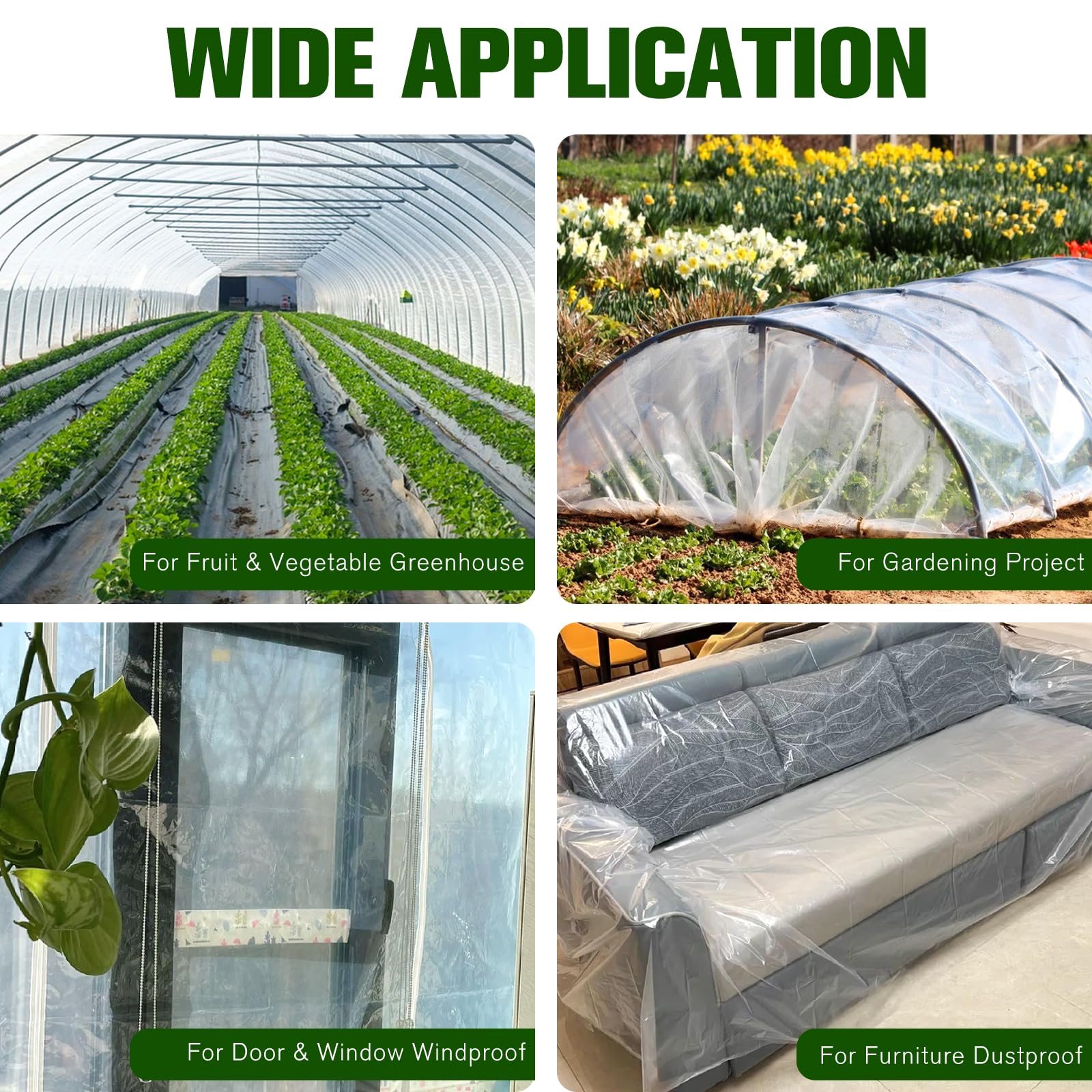 6 mil Clear Greenhouse Plastic Sheeting - 25x40 FT UV Resistant Waterproof Poly Tarp for Hoop Houses, Farm & Garden Cover | Durable Outdoor Plant Protection for Year-Round Growing