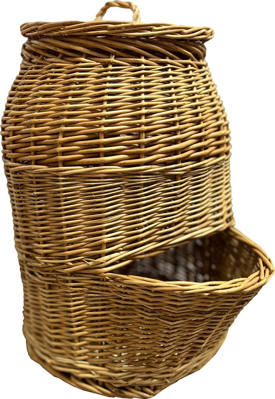 Woven Wicker Onion Storage Basket - Natural Rattan Vegetable Bin for Kitchen, Pantry & Farmhouse Decor | Perfect for Organizing Onions, Potatoes & Root Vegetables