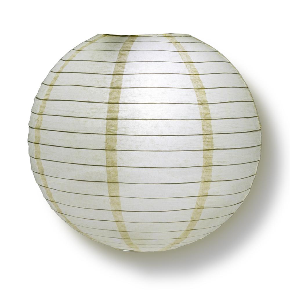 4 Pack Ivory Round Paper Lanterns with Even Ribbing - Hanging Decoration for Wedding, Party & Home Decor (String Lights Sold Separately) - Perfect for Indoor/Outdoor Events, Baby Showers & Festivals