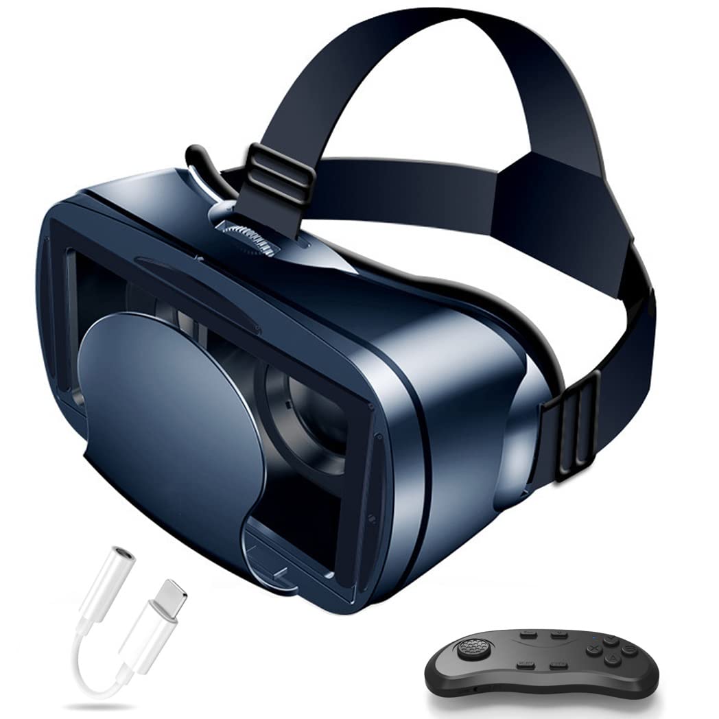 3D VR Headset with Bluetooth Controller - Compatible with iPhone 13 Pro Max/13 Pro/13/12/11, Samsung Galaxy S21, Huawei & Xiaomi Series - Immersive Virtual Reality Gaming & Movie Experience (Color: Black, OS: iOS/Android) - Perfect for Home Entertainment & VR Gaming Parties