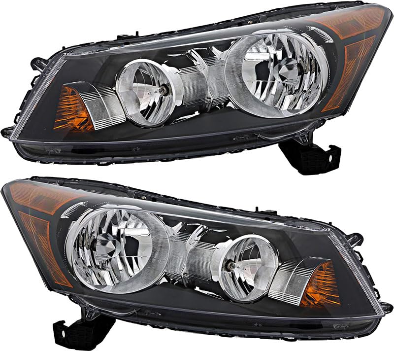 Honda Accord Sedan Headlight Assembly Replacement Kit - Compatible with 2008-2012 Models (Driver & Passenger Side Halogen Lamps) | Perfect for Night Driving & Auto Restoration Projects