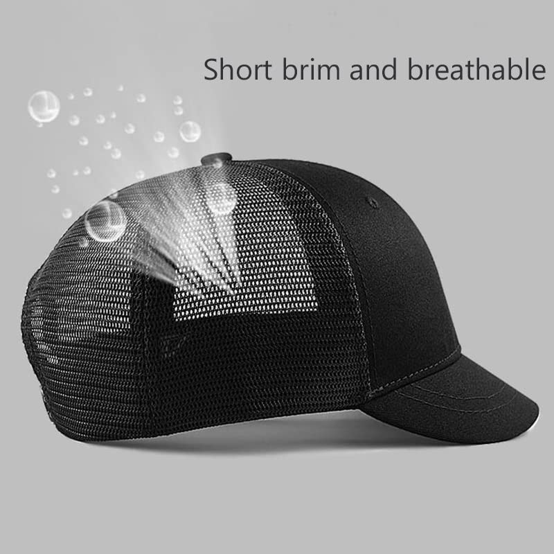 FASHIXD Plus Size Mesh Baseball Cap - Breathable Short Bill Trucker Hat for Men & Women, Adjustable Sports Running Hat for Summer Outdoor Activities, Hiking, and Casual Wear