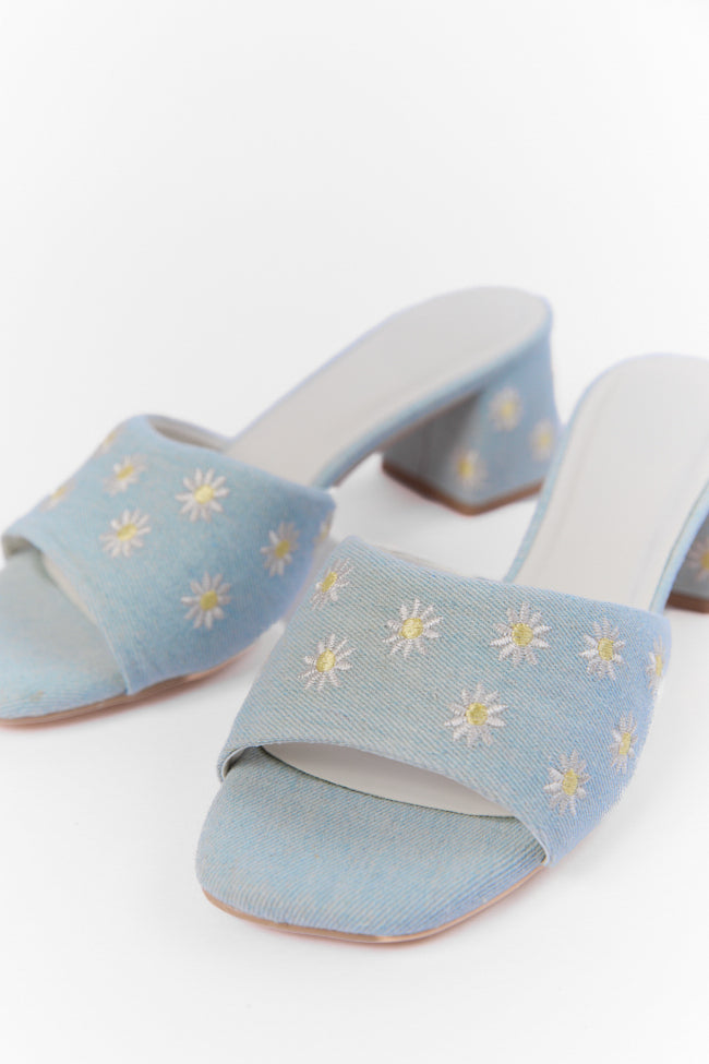 Lulu Denim Daisy Heels - Women's Fashion High Heels for Party & Evening Wear - Final Sale