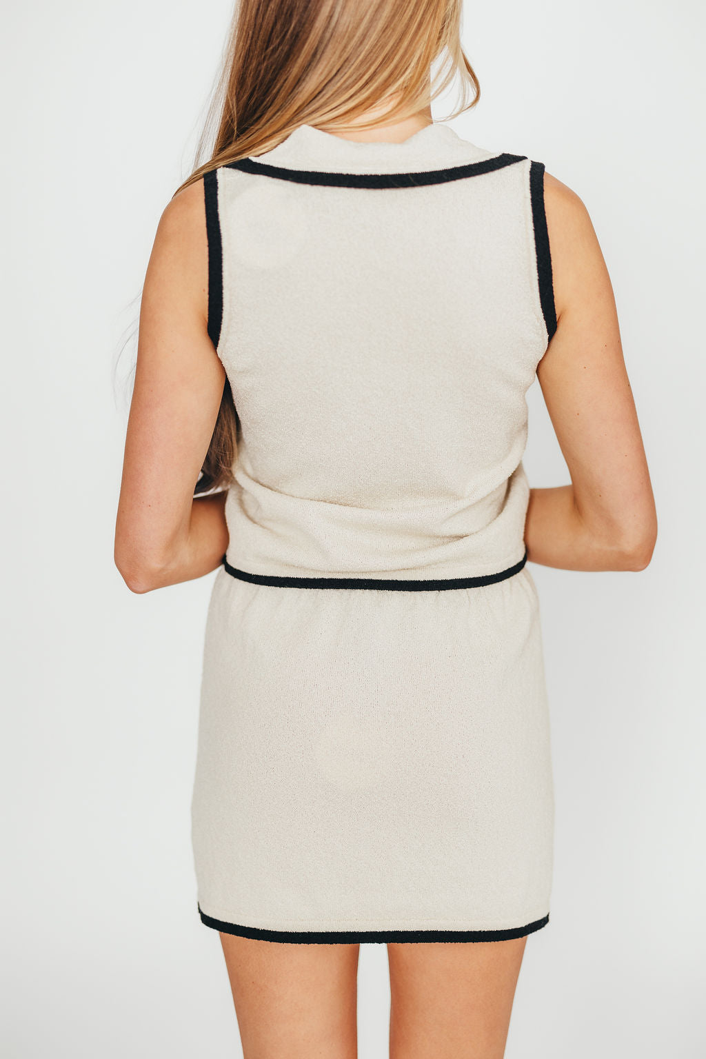 Georgie Sleeveless Knit Top and Skirt Set - Cream Color Women's Outfit for Summer, Casual Wear, Beach Vacation & Date Night