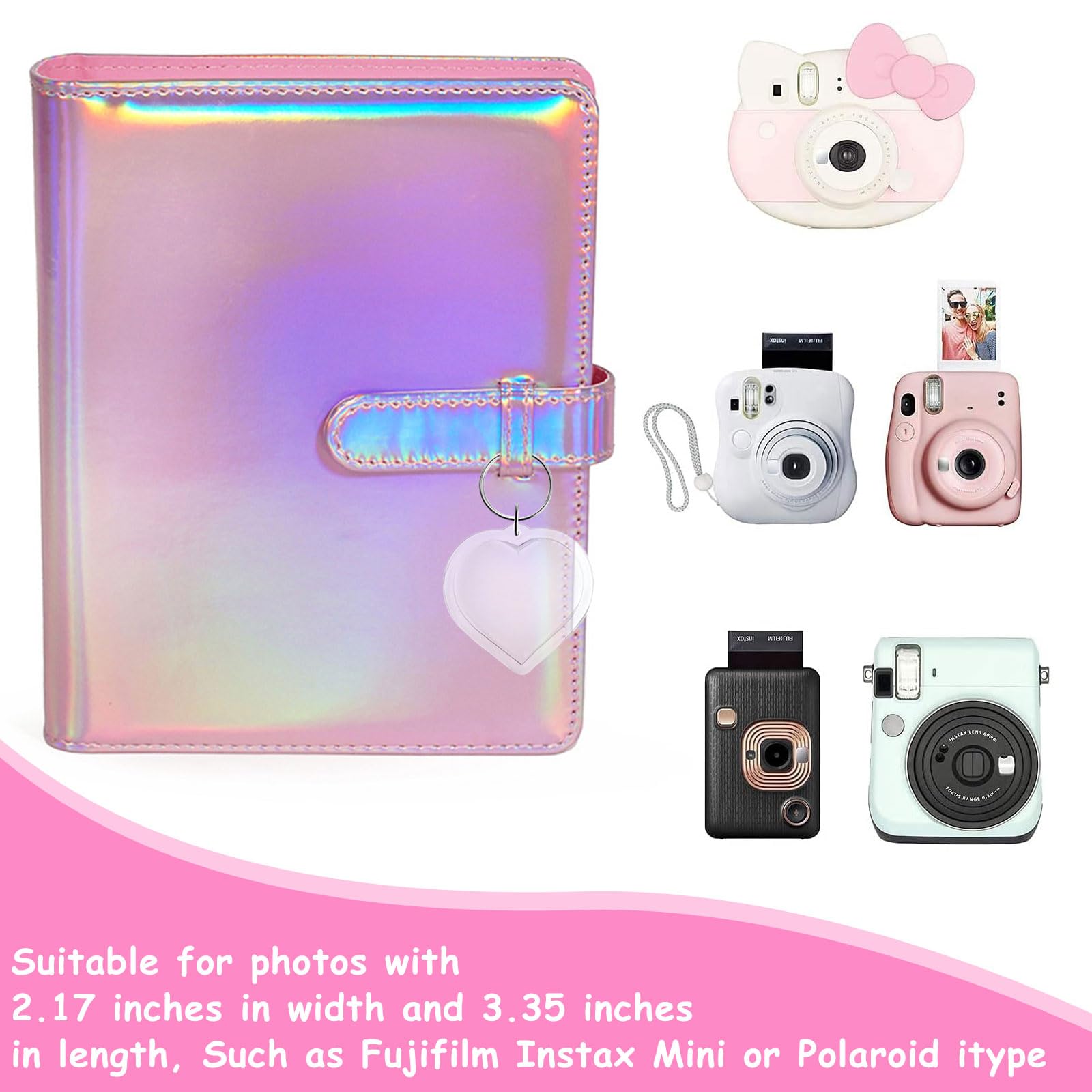 Gothic Bride Mini Photo Album - 3 Inch 256 Pockets for Fujifilm Instax Mini 11/9/8/90 & Polaroid Snap PIC-300 - Includes Love Key Ring - Perfect for Wedding, Travel & Instant Camera Memories