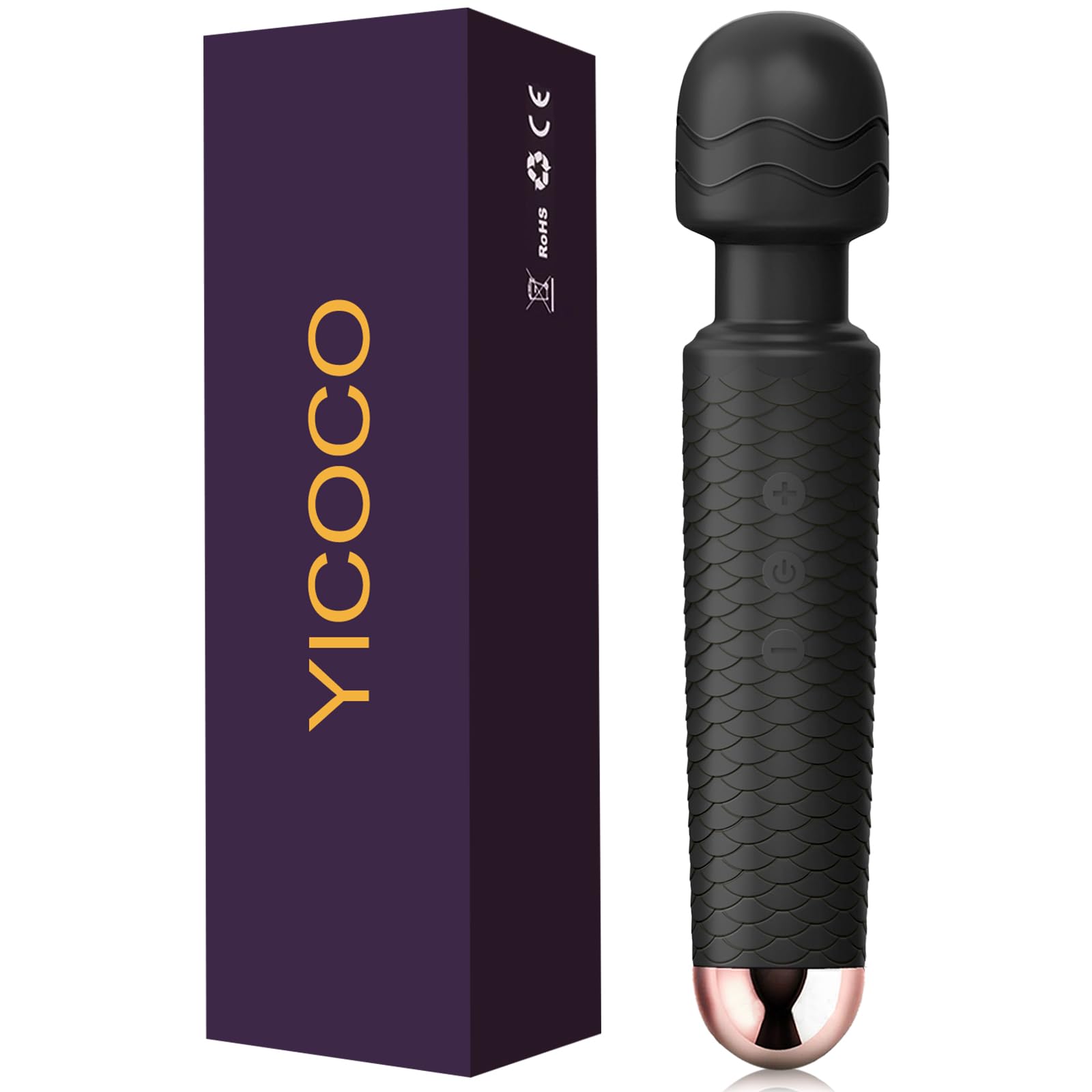 YICOCO Powerful Rechargeable Wireless Electric Wand Massager with 25 Vibration Modes - USB Charging Clitoral Stimulator for Women & Couples - Perfect for Solo Play, Couples Intimacy & Relaxation