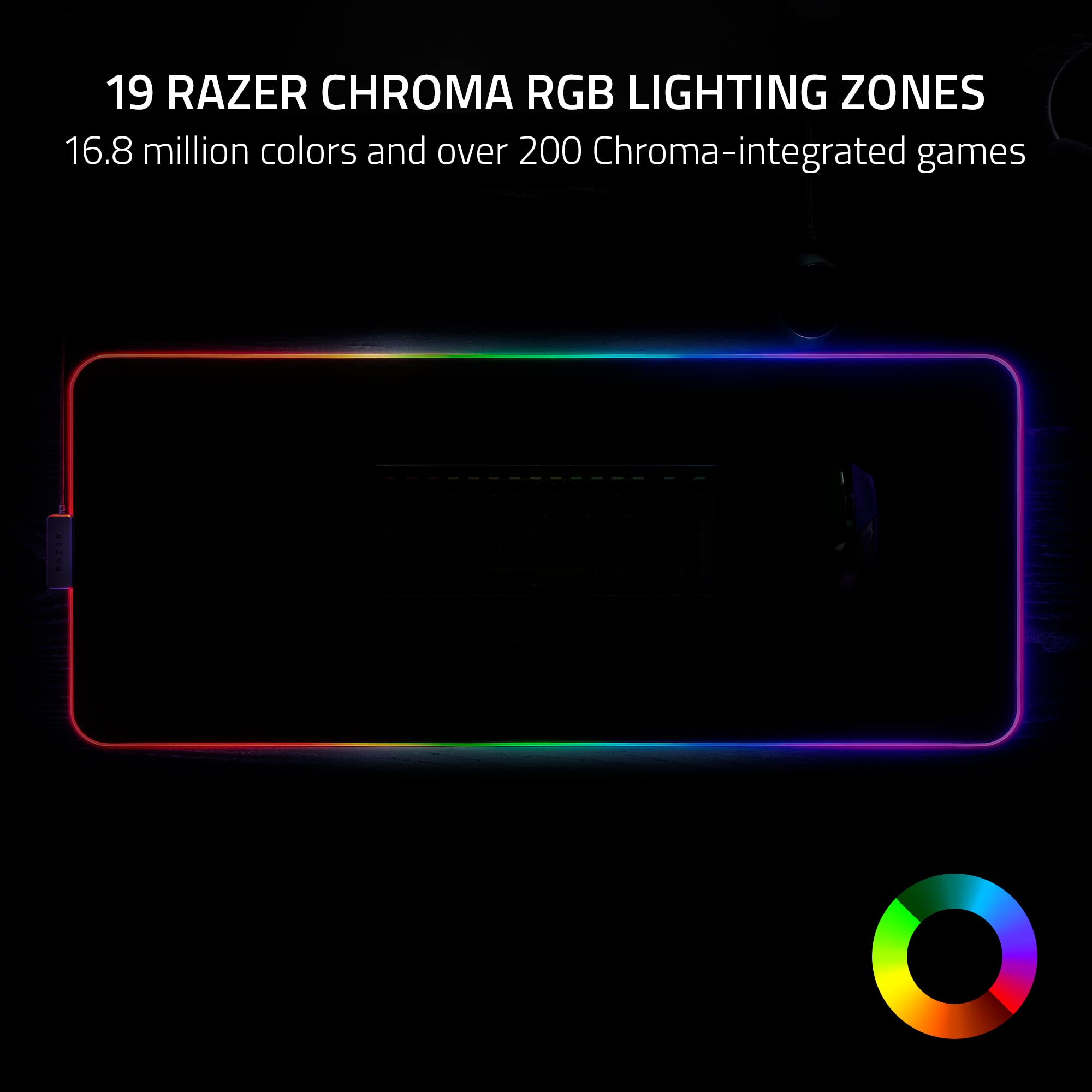 Razer Strider Chroma Hybrid Gaming Mouse Pad with Chroma RGB Lighting - Compatible with Basilisk V3 Wired Gaming Mouse - Perfect for PC Gaming Setup & Esports Tournaments