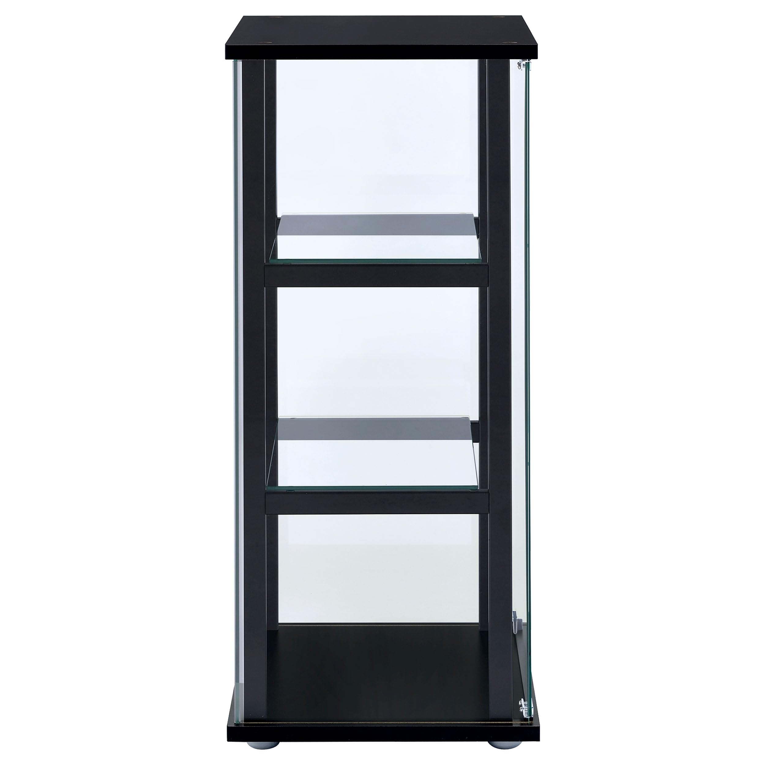 Coaster Home Furnishings 34-inch 3-Tier Clear Tempered Glass Curio Cabinet with Black Shelving - Display Case for Collectibles, China, and Home Decor - Perfect for Living Room, Dining Room, or Office Display