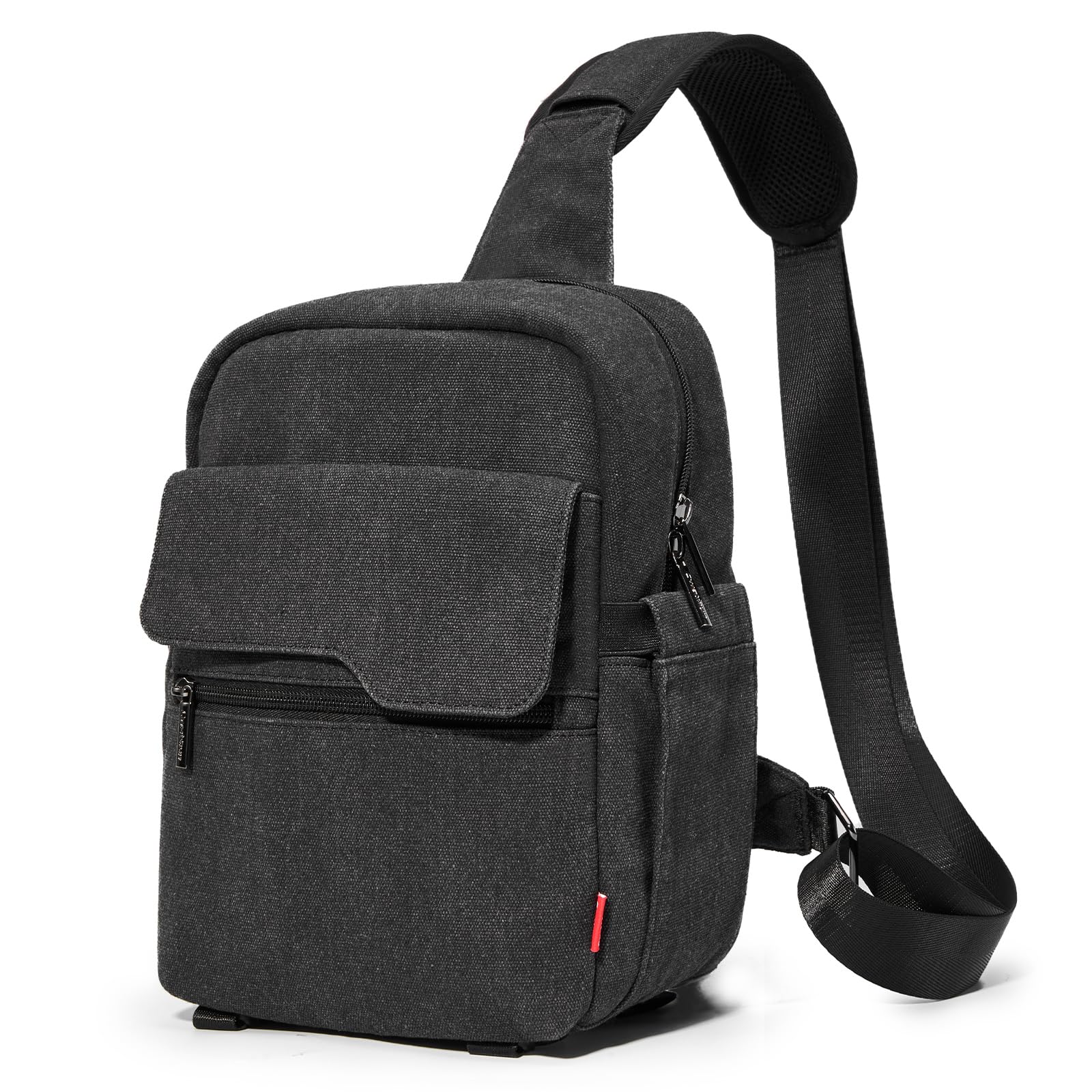 Waterproof Canvas DSLR Camera Shoulder Bag for Nikon Sony - Lightweight Sling Bag for Photographers, Travel & Outdoor Shooting (Large, Black)