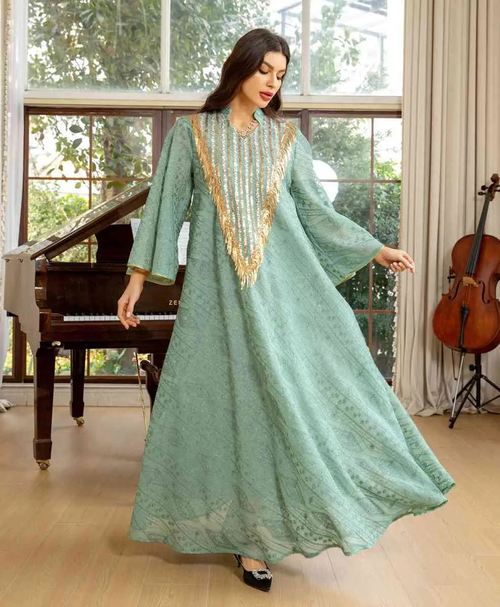Elegant Eid Dress for Women - Doris Embroidery Sequins Kaftan Caftan Dress | Perfect for Eid Celebrations, Weddings & Special Occasions