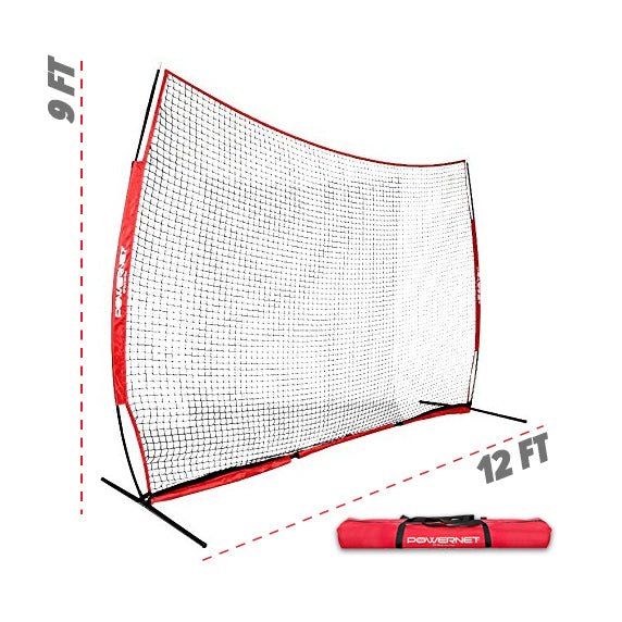 PowerNet 12 ft x 9 ft Sports Barrier Net - Heavy Duty Practice & Safety Netting for Baseball, Soccer, Golf - Perfect for Backyard, Training & Field Protection
