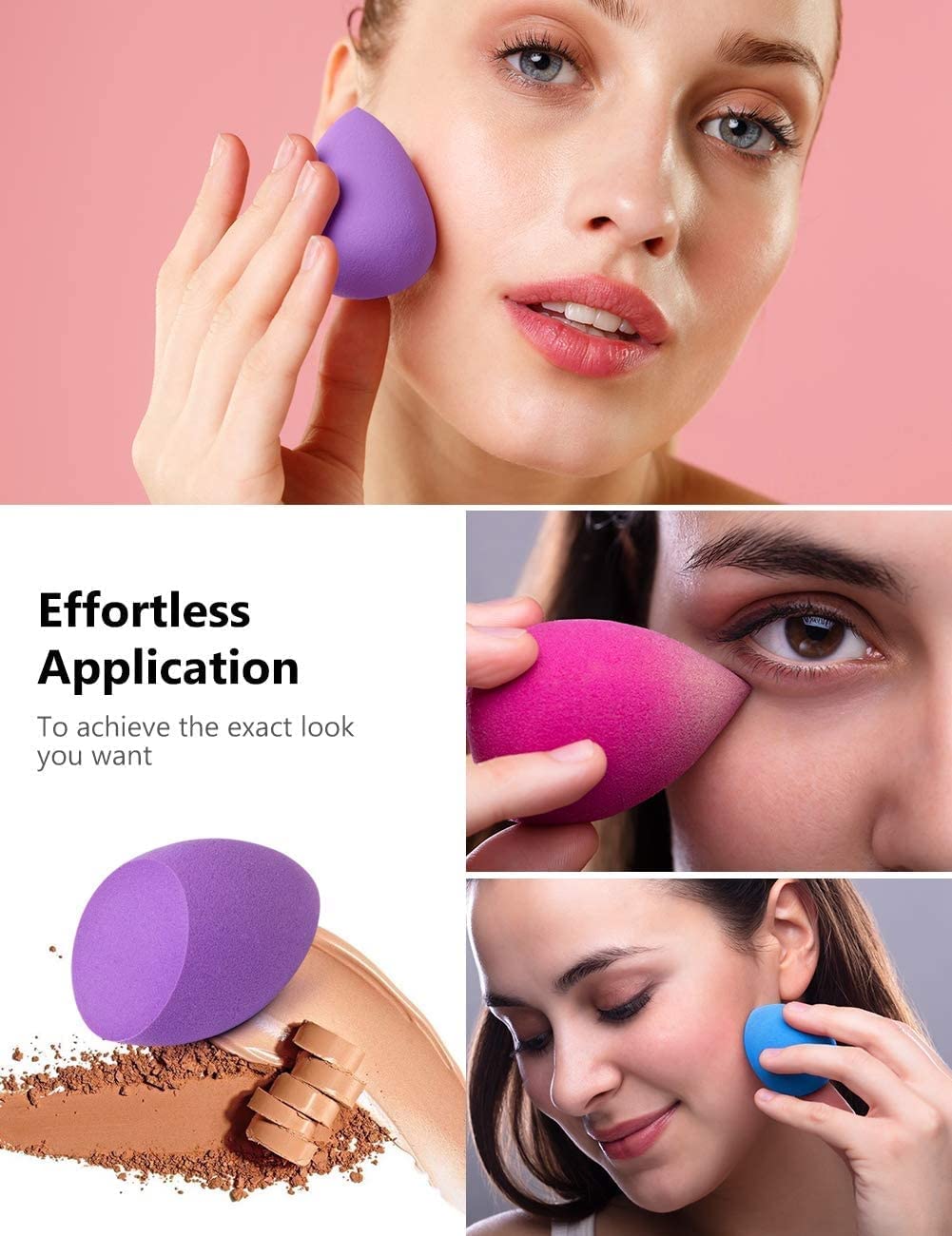 Lusty Soul Makeup Sponge Beauty Blender Puff - Set of 4 Foundation Blending Sponges for Flawless Makeup Application | Perfect for Liquid, Cream & Powder Cosmetics | Professional Makeup Tools for Daily Use & Travel