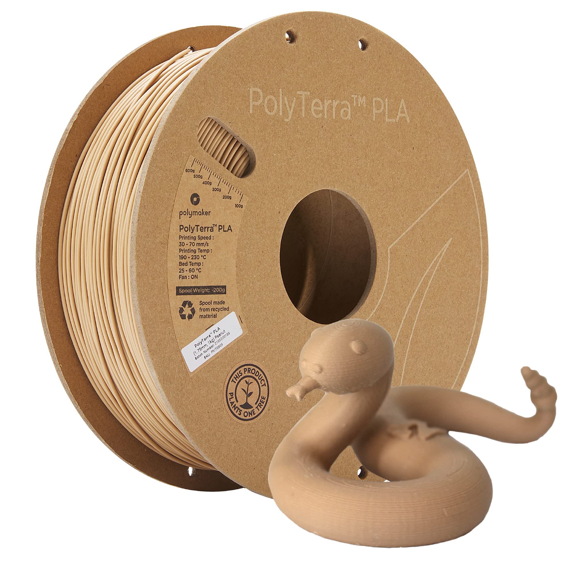 Polymaker Matte PLA Filament 1.75mm 1kg - PolyTerra 3D Printer Filament for Smooth Prints | Perfect for Cosplay, Miniatures & Home Decor Projects