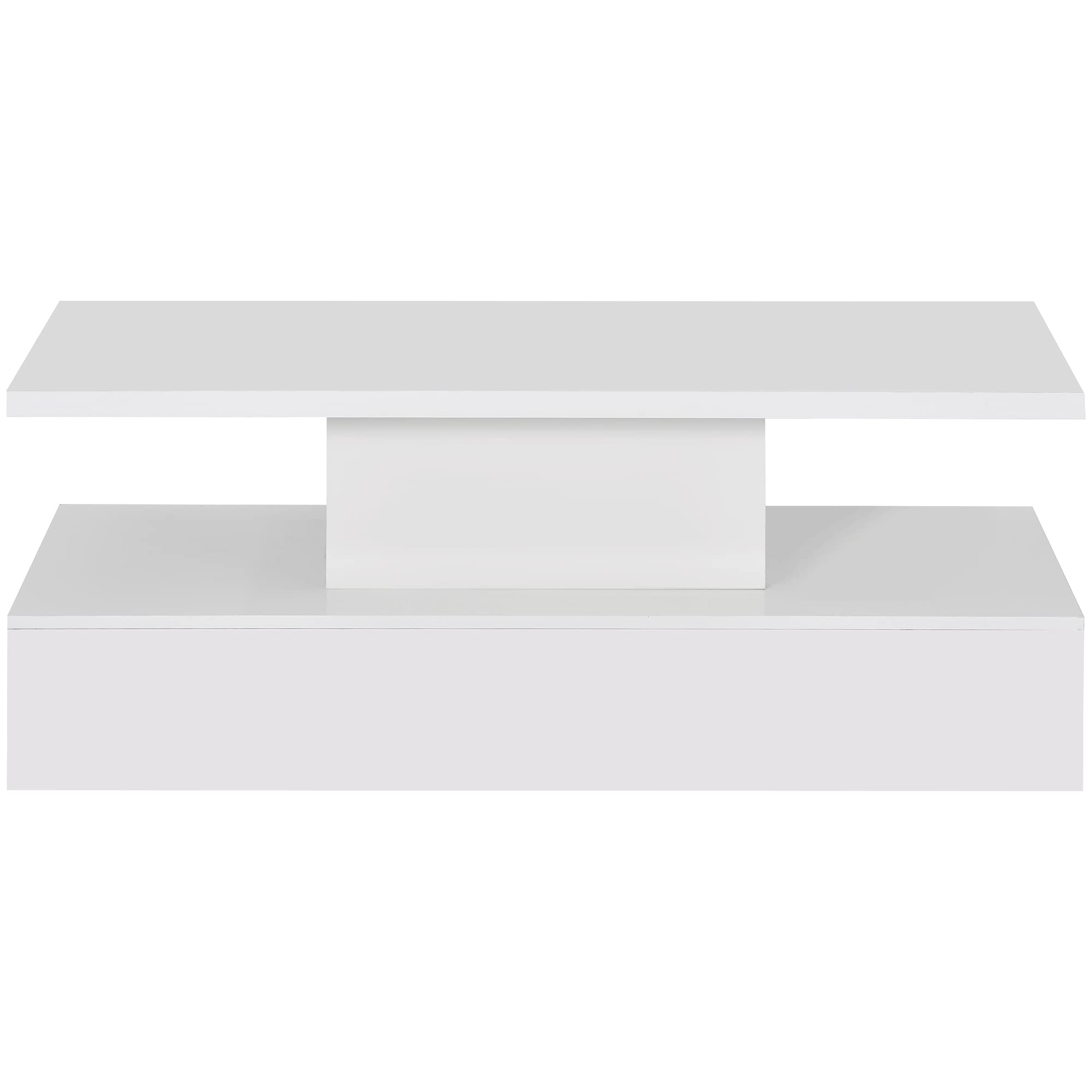 16-Color LED Coffee Table with Modern Industrial Design - 2-Tier Rectangle Cocktail Table, Easy to Clean & Assemble - Perfect for Living Room, Game Room, and Home Theater Lighting