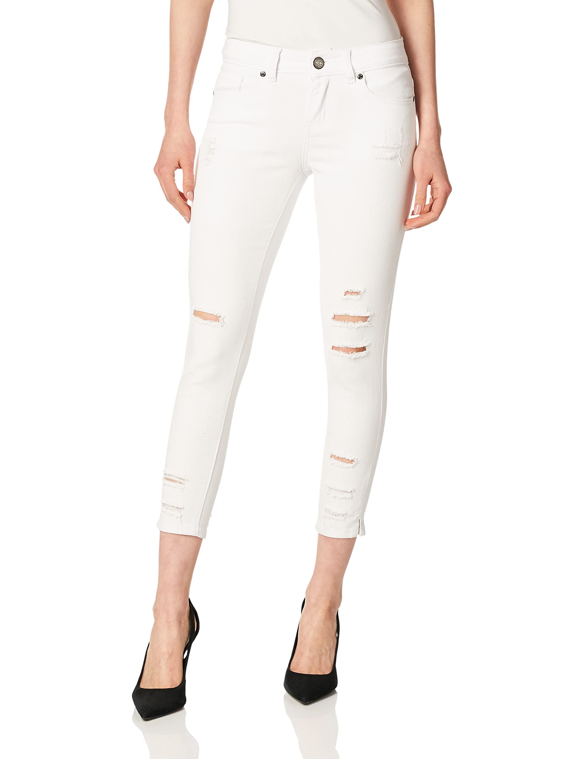 COVER GIRL Women's Ripped Cropped Skinny Jeans - High Waist Distressed Denim Pants for Casual Outfits & Streetwear Fashion | Perfect for Parties, Dates and Everyday Wear