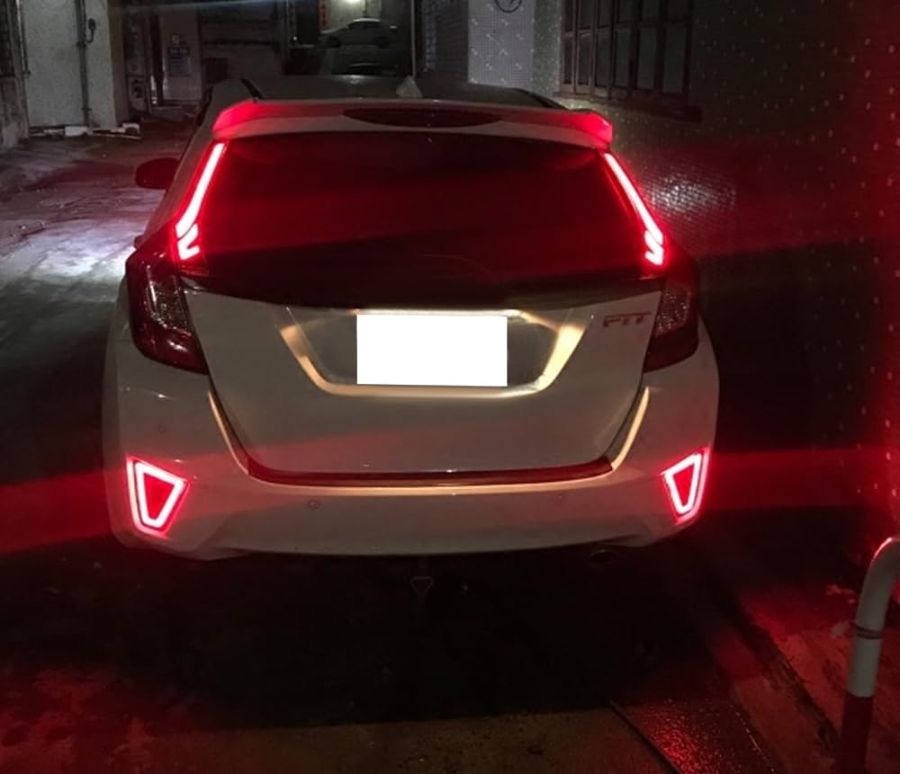 iJDMTOY Red LED Bumper Reflector Lights for 2015-2017 Honda FIT - JDM Fluid Style Lenses, Rear Fog Lights, Running Lights & Brake Lights | Upgrade Your Car's Safety & Style for Night Driving and Bad Weather Conditions