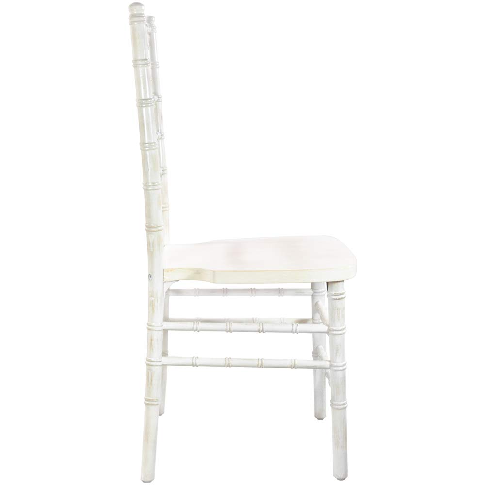 Flash Furniture Advantage Lime Wash Chiavari Chair - Lightweight Stackable Event Chairs for Weddings, Banquets & Parties - Elegant White Wooden Seat with Sturdy Metal Frame