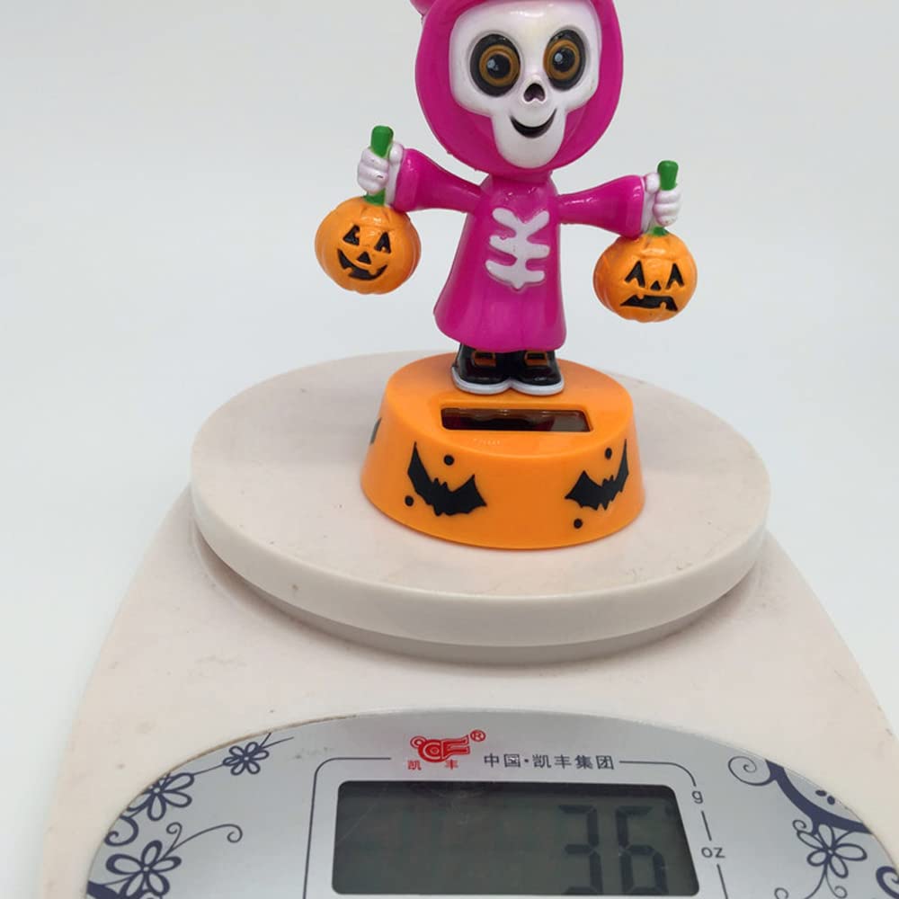 Solar Powered Dancing Skeleton Pumpkin Figurine - Halloween Car & Office Desk Decor - Fun Animated Solar Dancing Figure for Home, Garden, Party Decoration