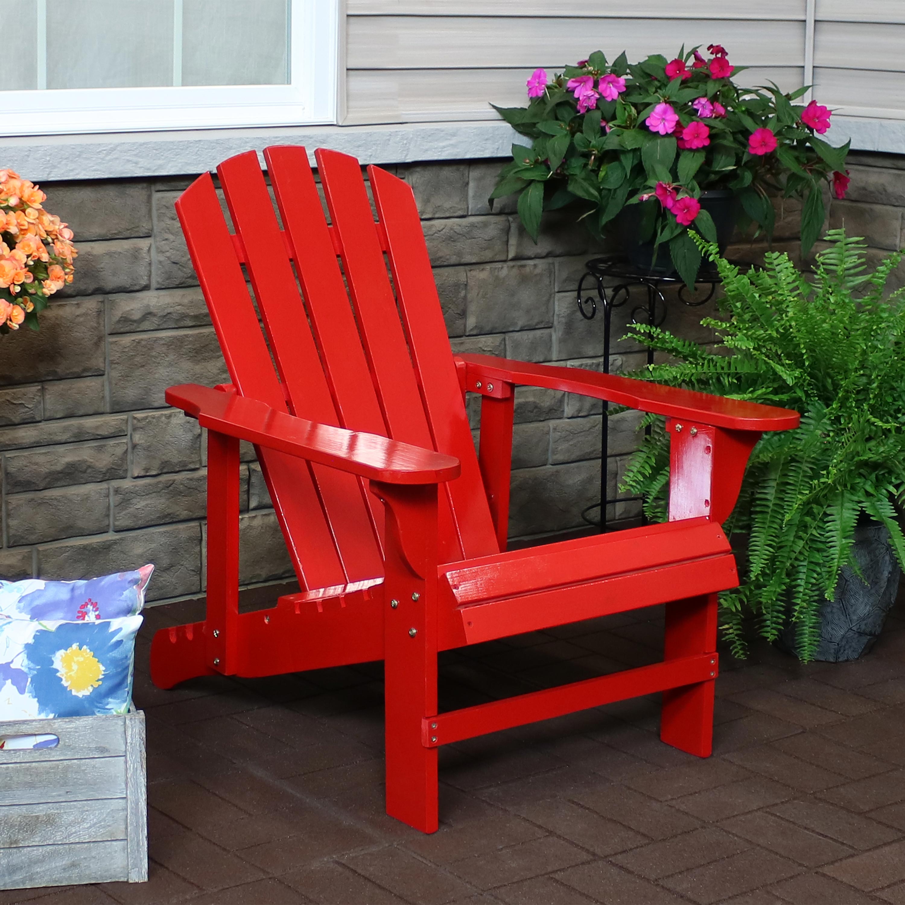 Premium Sunnydaze Wooden Outdoor Adirondack Chair with Adjustable Backrest - Comfortable Patio Furniture for Garden, Poolside & Backyard Relaxation