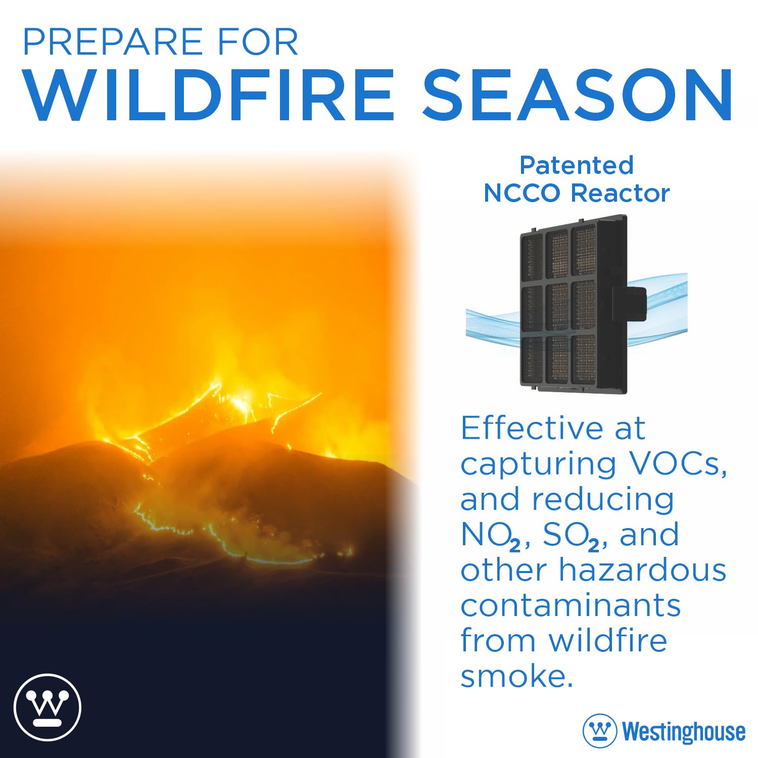 Westinghouse True HEPA Air Purifier for Large Rooms up to 500 sq ft - NCCO Technology Eliminates Viruses, Bacteria, Allergens, Pet Dander, Smoke & Odors - Perfect for Home, Office & Bedroom Air Purification