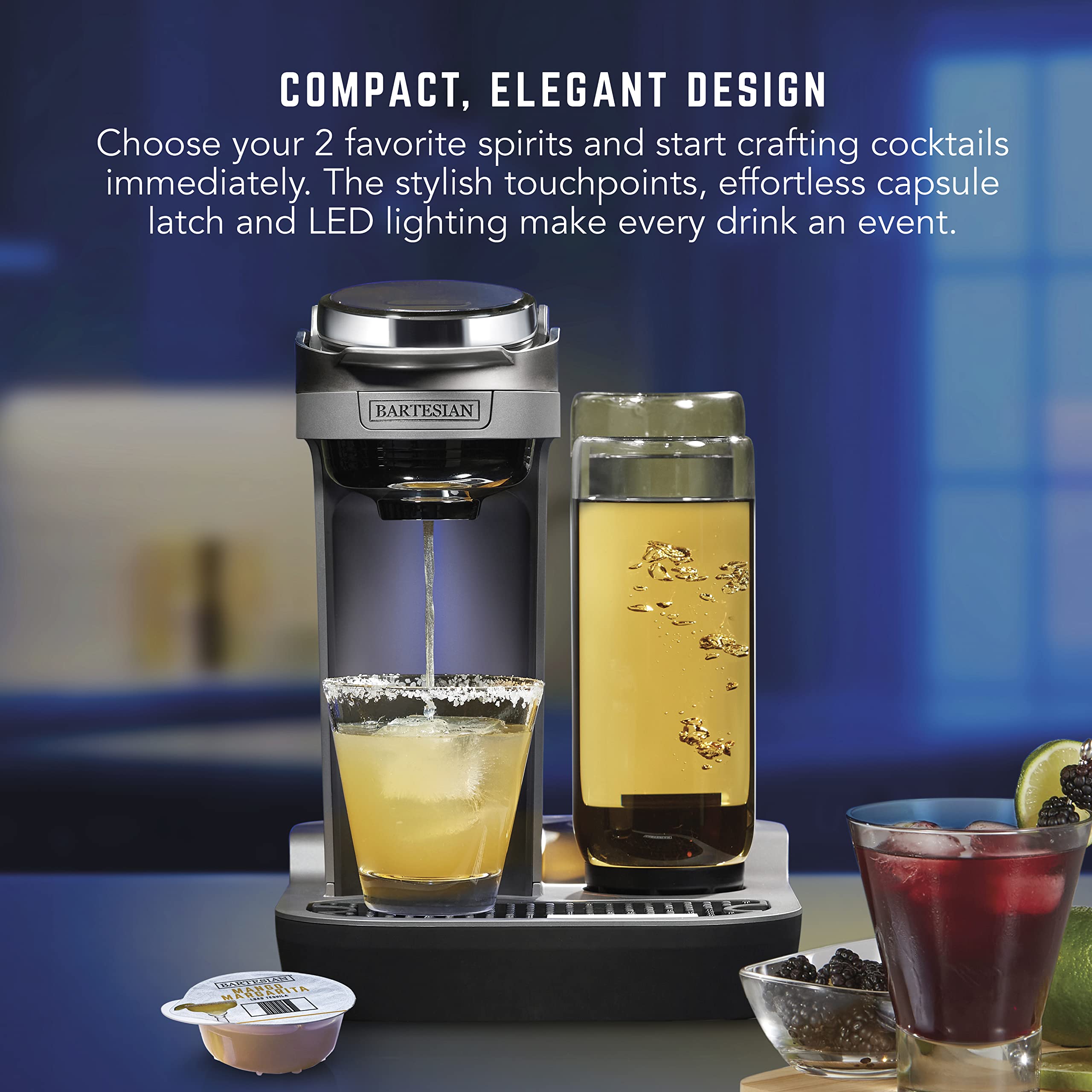 Bartesian Duet Cocktail Machine with 2 Glass Spirit Bottles (Renewed) - Premium Home Bar Mixer for Margaritas, Martinis & More | Perfect for Parties, Entertaining & Home Cocktail Making