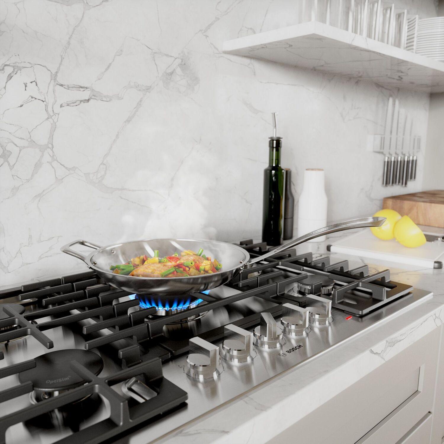 Bosch NGM5659UC 500 Series 36-Inch Gas Cooktop with 5 Sealed Burners - Stainless Steel Built-In Cooktop for Modern Kitchens | Perfect for Home Chefs & Entertaining