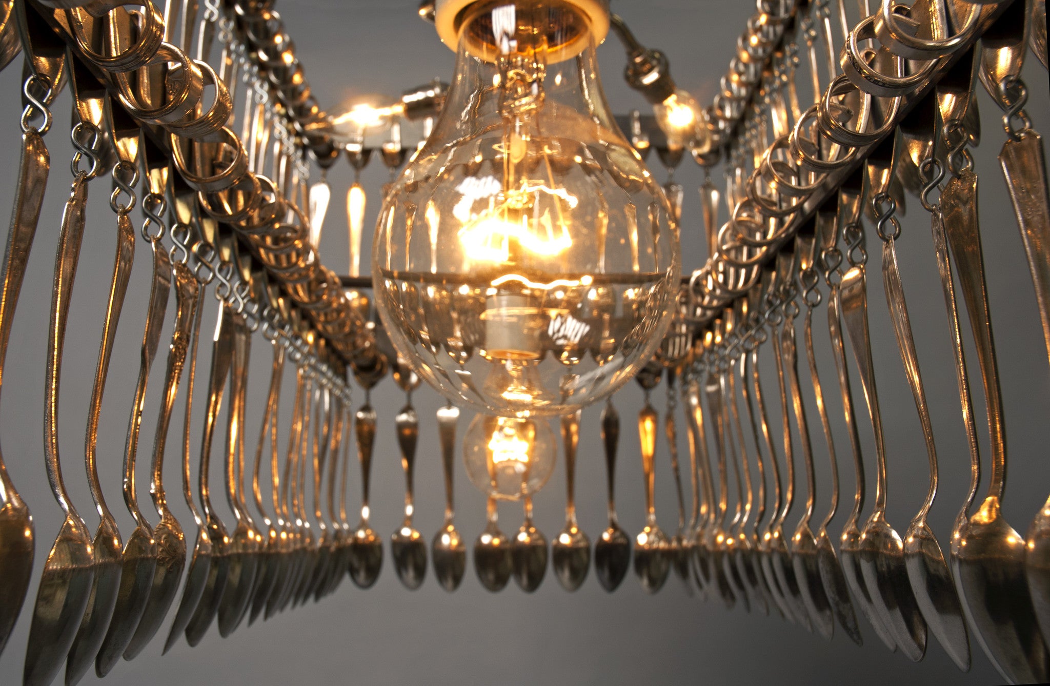 Double Tier Rectangular Spoon Chandelier - Elegant Dining Room Lighting Fixture for Kitchen Island & Farmhouse Decor