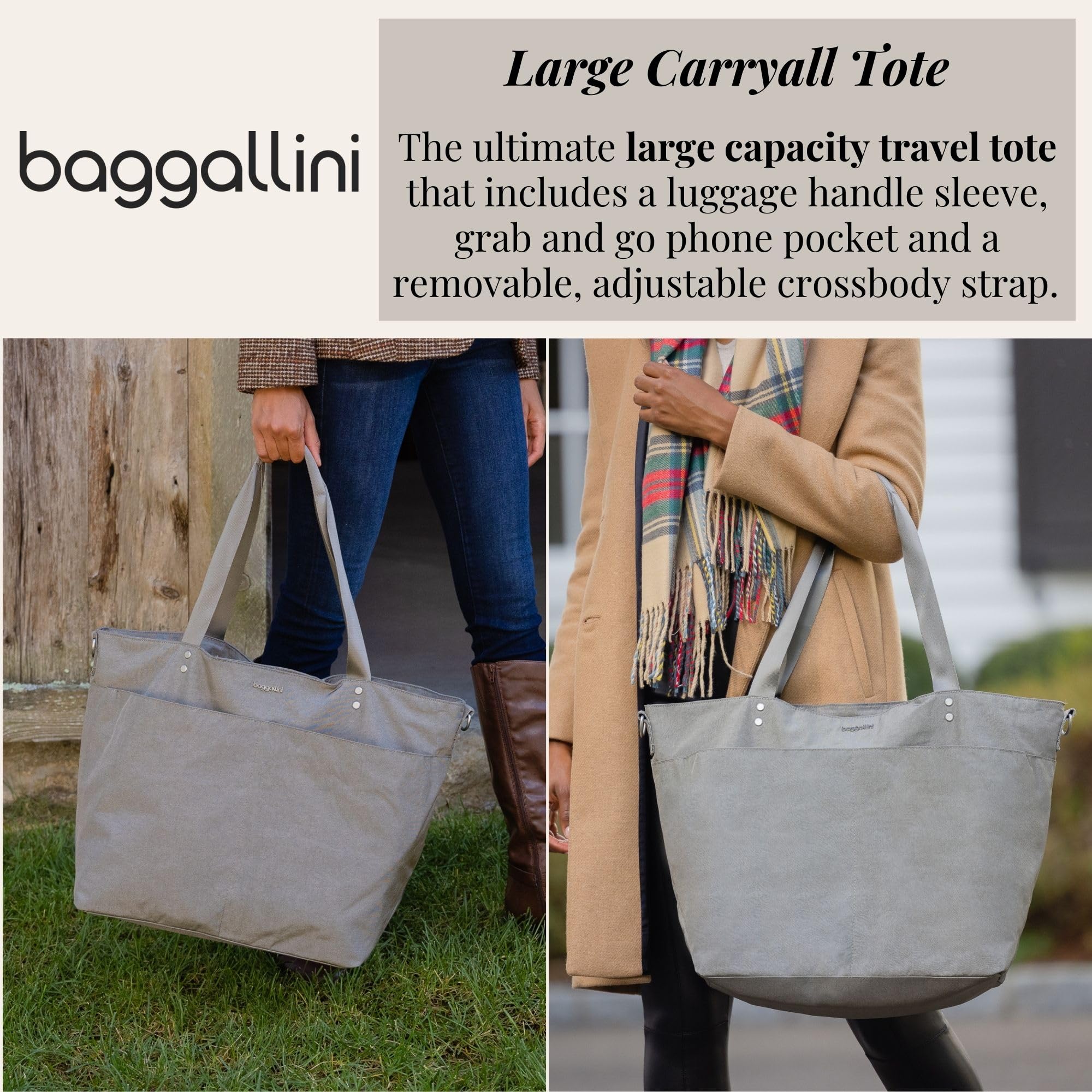 Stylish Large Nylon Tote Bag for Women - Lightweight Carryall Weekender with Zipper Top & Luggage Sleeve - Perfect for Travel, Beach, Work & Gym Essentials
