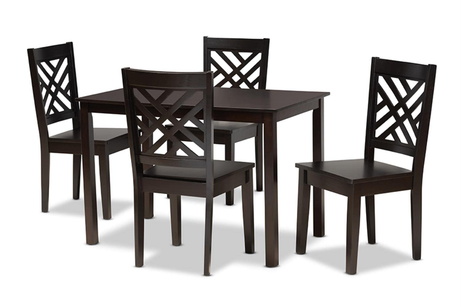 Baxton Studio Ani Modern 5-Piece Dark Brown Wood Dining Set - Contemporary Kitchen Table & Chairs for Small Spaces & Apartments