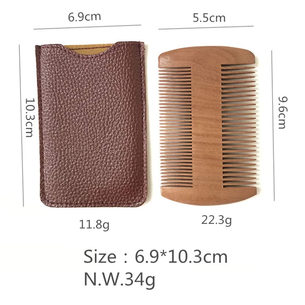 Premium Sandalwood Beard Comb for Men - Natural Wooden Anti-Static Comb with Wide & Fine Teeth - Perfect for Daily Grooming, Travel & Beard Care Routine