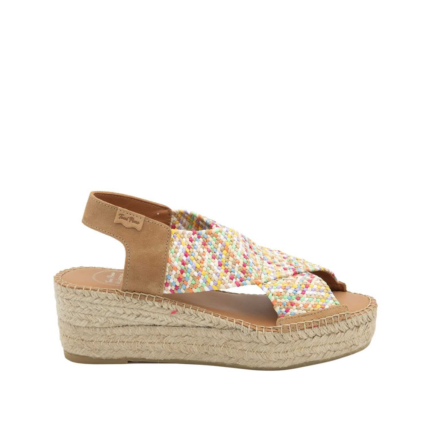 Women's Comfortable Textile Wedge Espadrille Shoes - Masai Style Summer Sandals for Beach, Vacation & Casual Outings