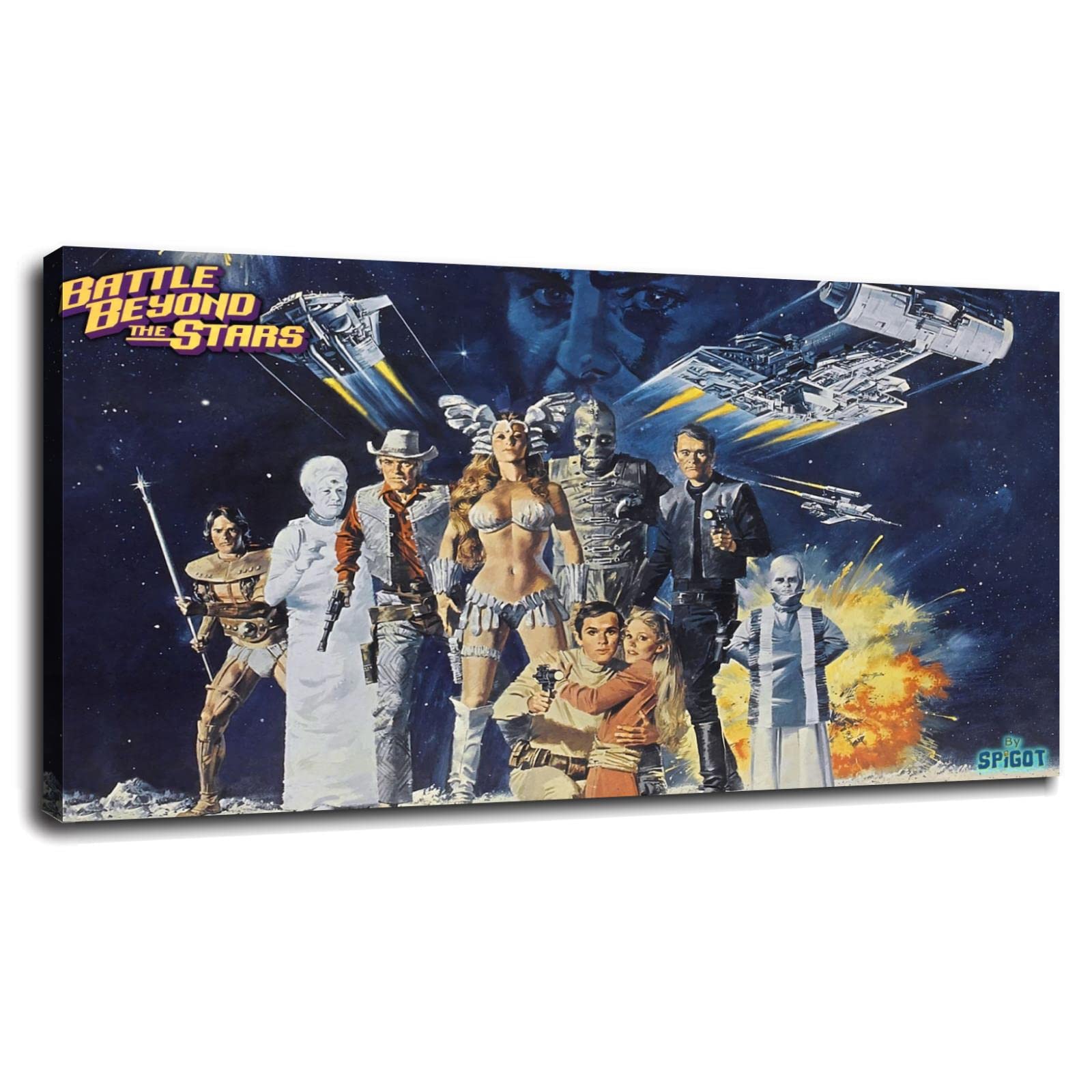 Battle Beyond The Stars Movie Poster Canvas Print - 42x24 Inch Framed Wall Art for Home, Office & Bedroom Decor - Perfect for Sci-Fi Fans & Movie Lovers