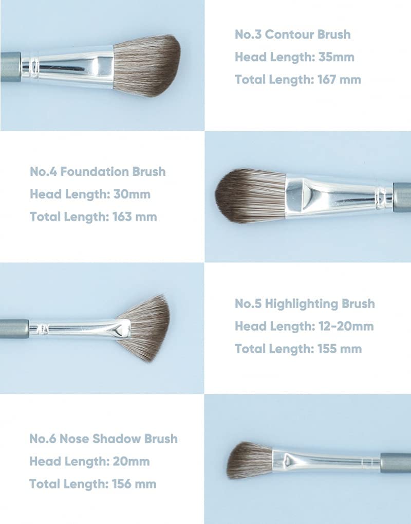 Roslet 14Pcs Professional Makeup Brush Set - Foundation, Blush, Contour, Concealer, Eyeshadow, Eyelash & Lip Brushes for Flawless Makeup Application | Perfect for Travel & Everyday Use (Gray)
