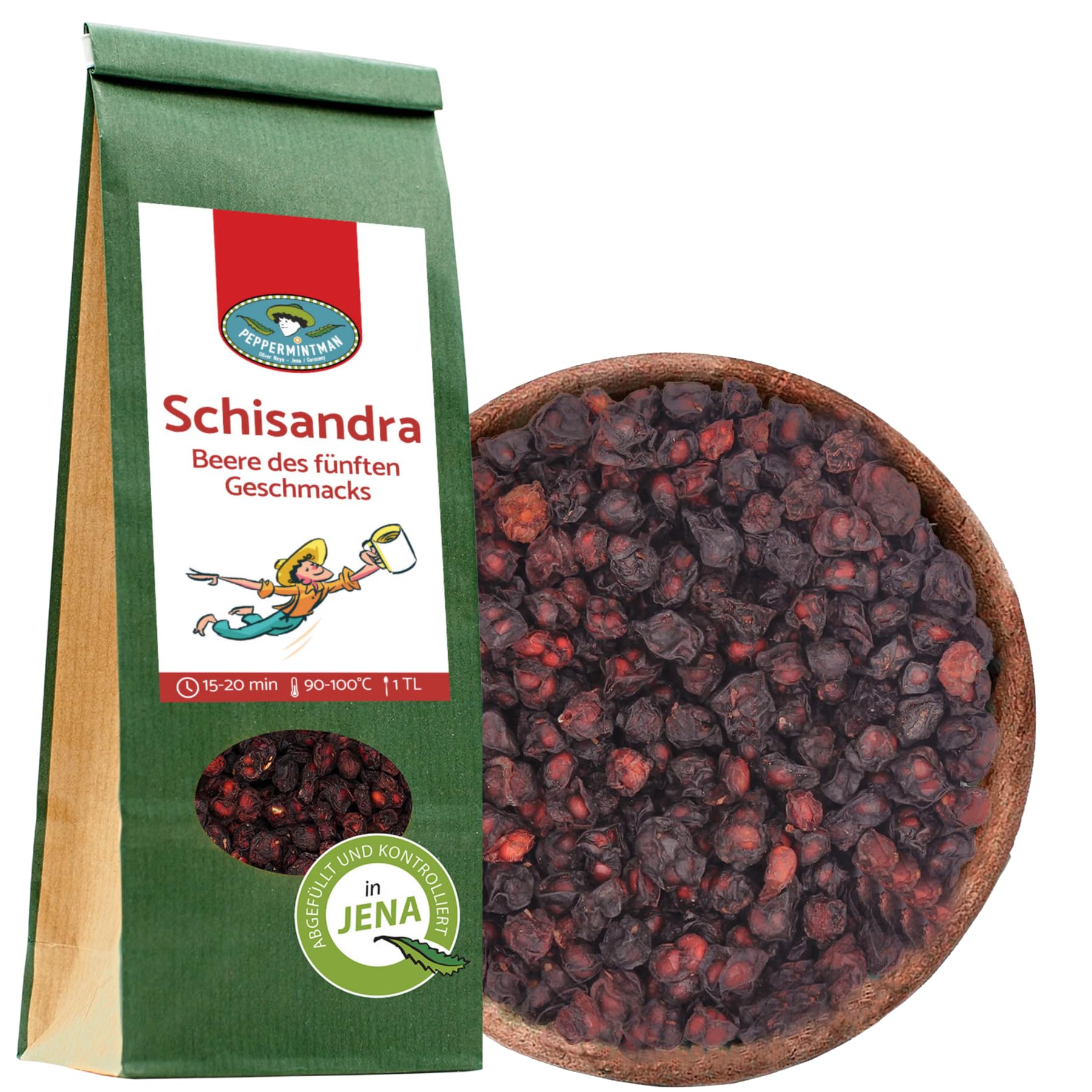 Organic Schisandra Berries 150g - Premium Handpicked Schisandra Chinensis for Healthy Snacks, Delicious Herbal Tea & Natural Cooking Ingredient - Perfect for Energy Boosting & Stress Relief - PEPPERMINTMAN