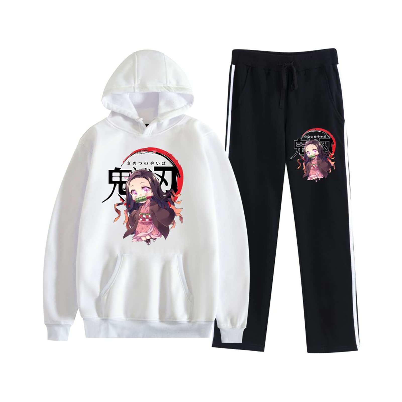 Unisex Demon Slayer Anime Hoodie & Sweatpants Set - Casual 2-Piece Tracksuit for Cosplay, Manga Fans & Streetwear | Perfect for Conventions, Lounge Wear & Anime Enthusiasts