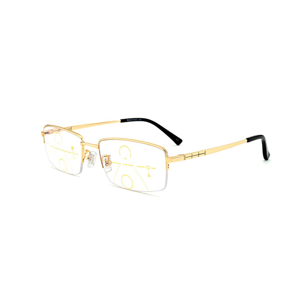 Progressive Multifocal Photochromic Reading Glasses with Pure Titanium Frame - Red +1.0 for Outdoor & Indoor Use - Perfect for Reading, Driving, and Computer Work