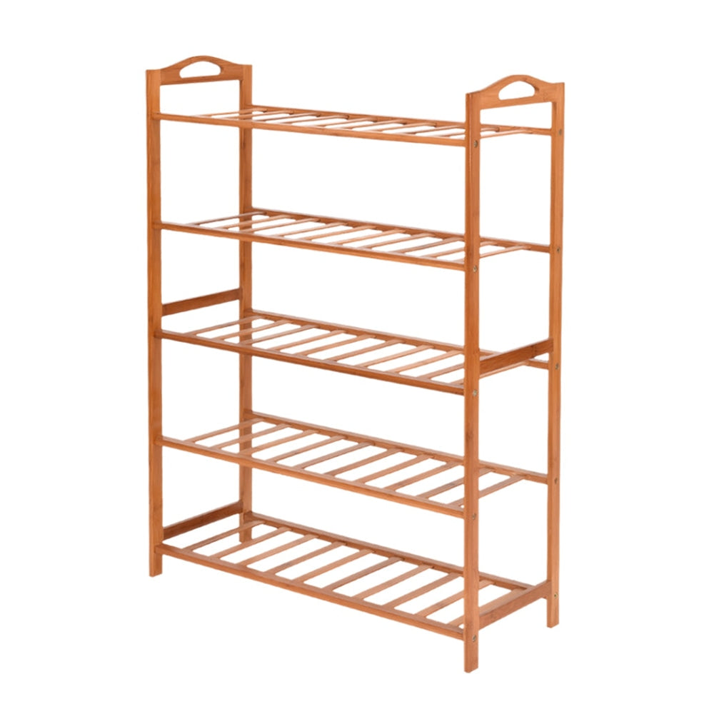 2-Pack 5-Tier Bamboo Shoe Rack Organizer - Space Saving Shoe Storage Shelf for Closet, Entryway & Bedroom Organization