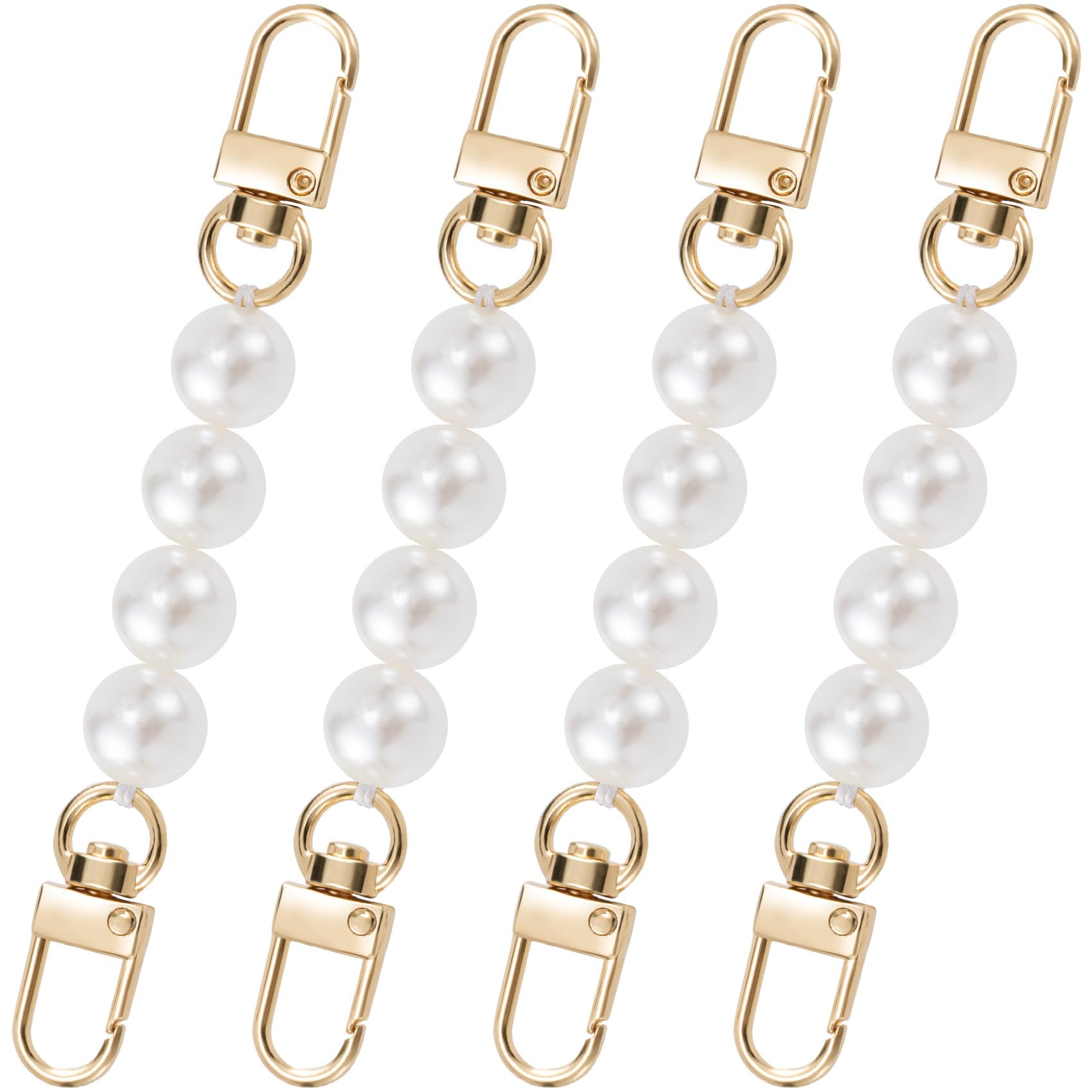 Joez Wonderful 4Pcs Pearl Purse Extender Chain Strap - Adjustable Bag Strap Extender for Women's Handbags, Luxury Pearl Chain Replacement Accessory (12 cm) - Perfect for Evening Bags, Clutches & Shoulder Bags
